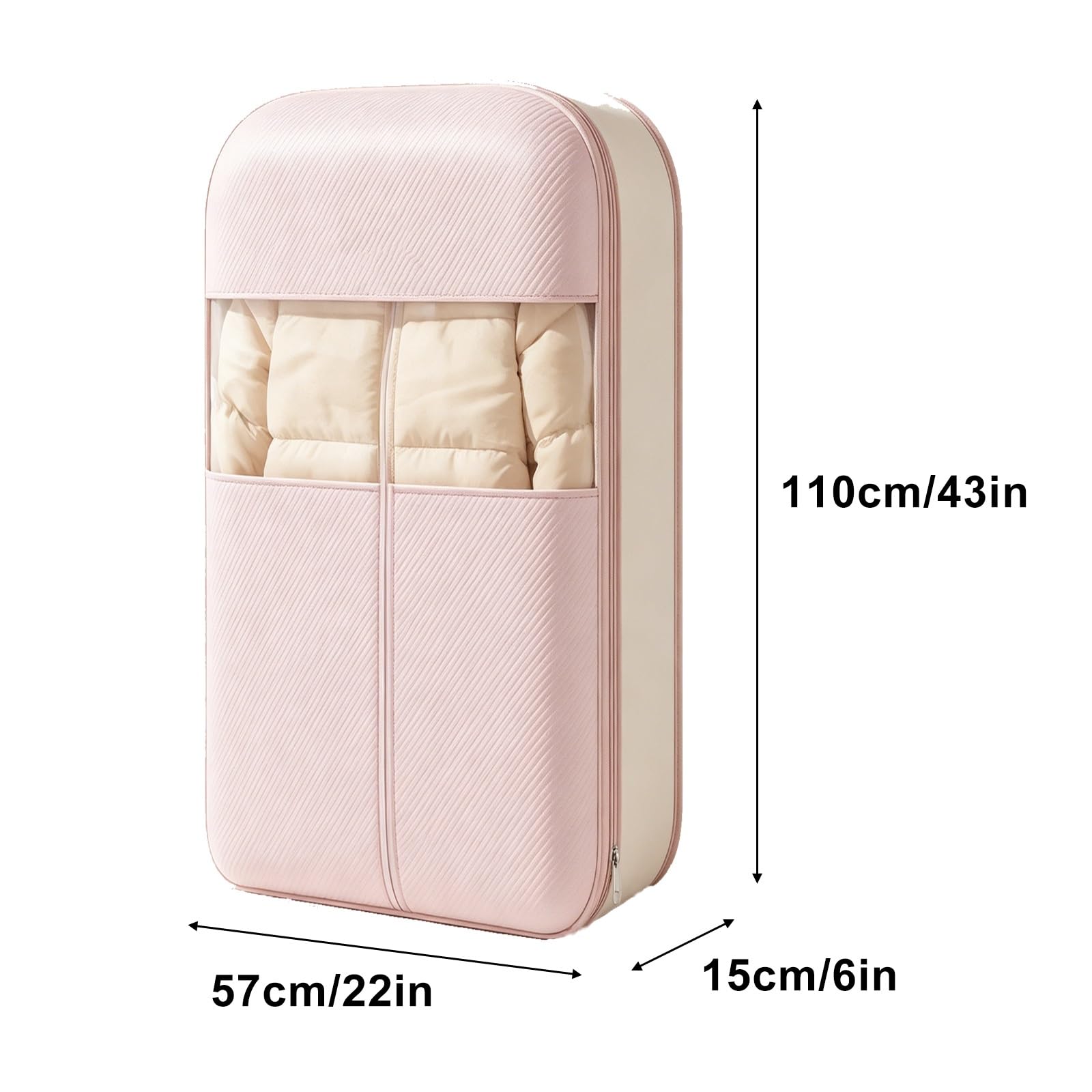 2er Pack Kleidersäcke, Kleidersack Anzug, Polyesterfaser mit Transparentem Fenster, Geeignet für Daunenjacken und Mäntel(110 * 57 * 15cm/43 * 22 * 6in)