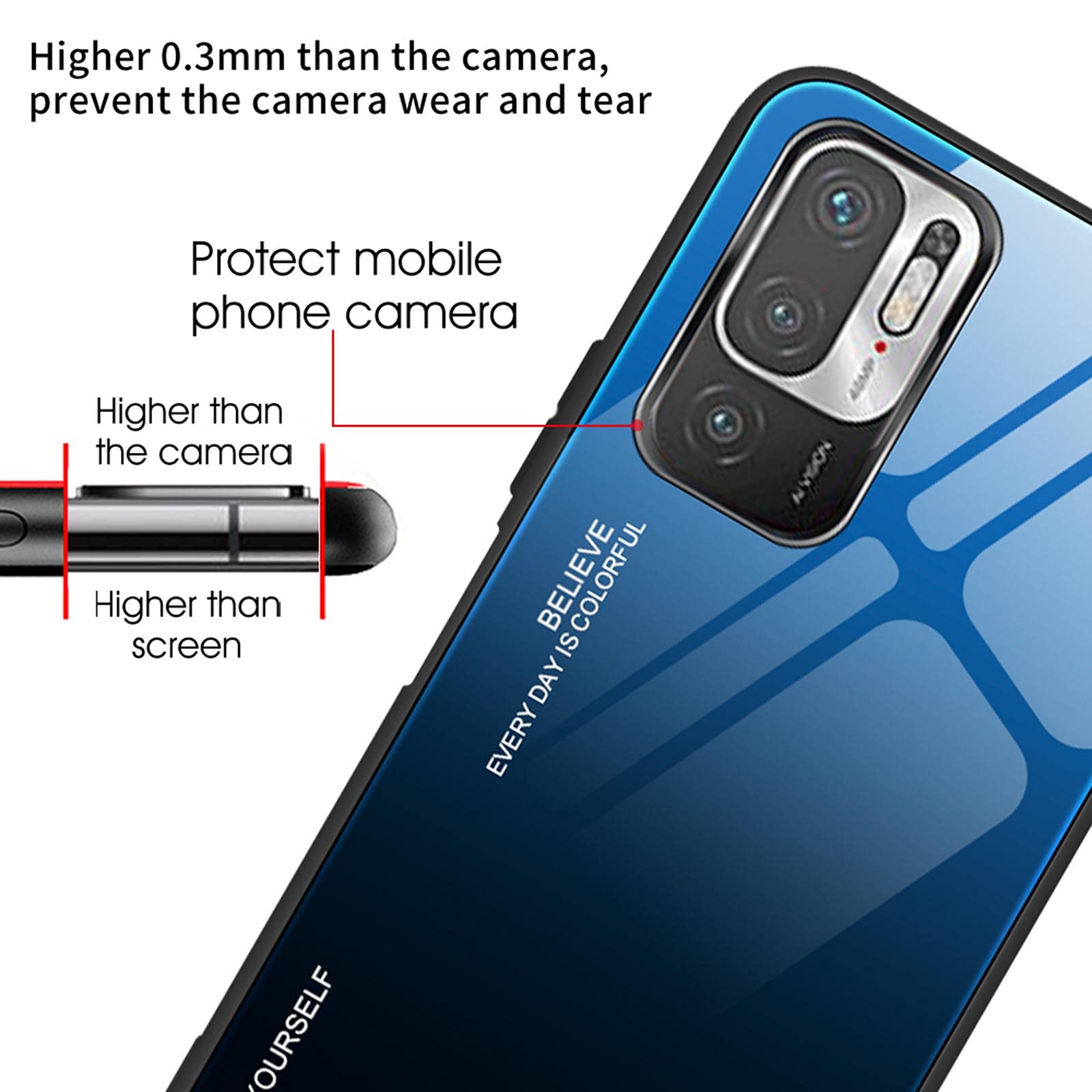 Liner Cover In Vetro Sfumato Per Xiaomi Redmi Note 10 5G / Poco M3 Pro | Custodia Ultrasottile TPU, Antiurto, Rosa Blu - 2