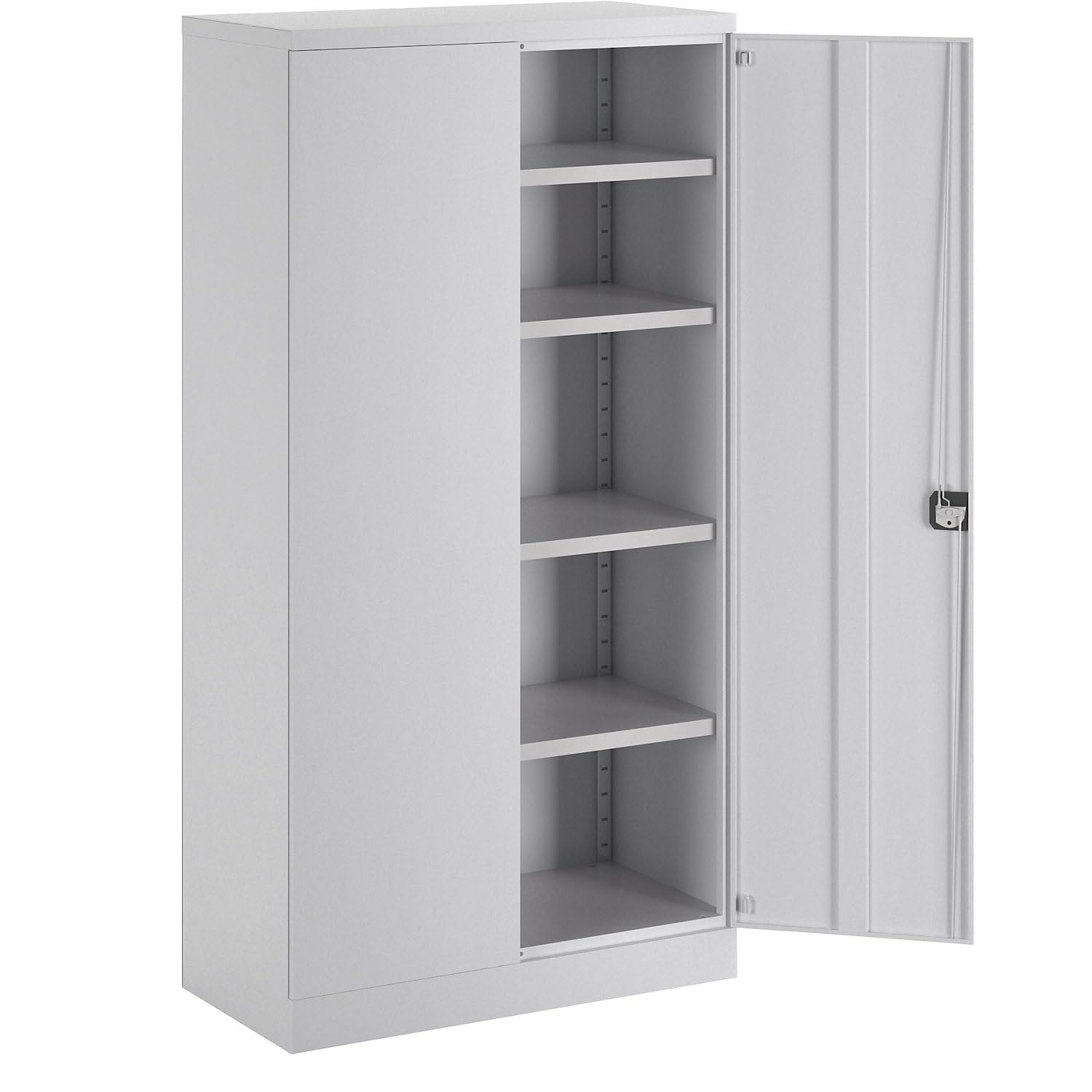 EUROKRAFT Basic | Armoire métallique Nilas | Avec 4 tablettes, h x l x p 1950 x 1000 x 500 mm, gris clair
