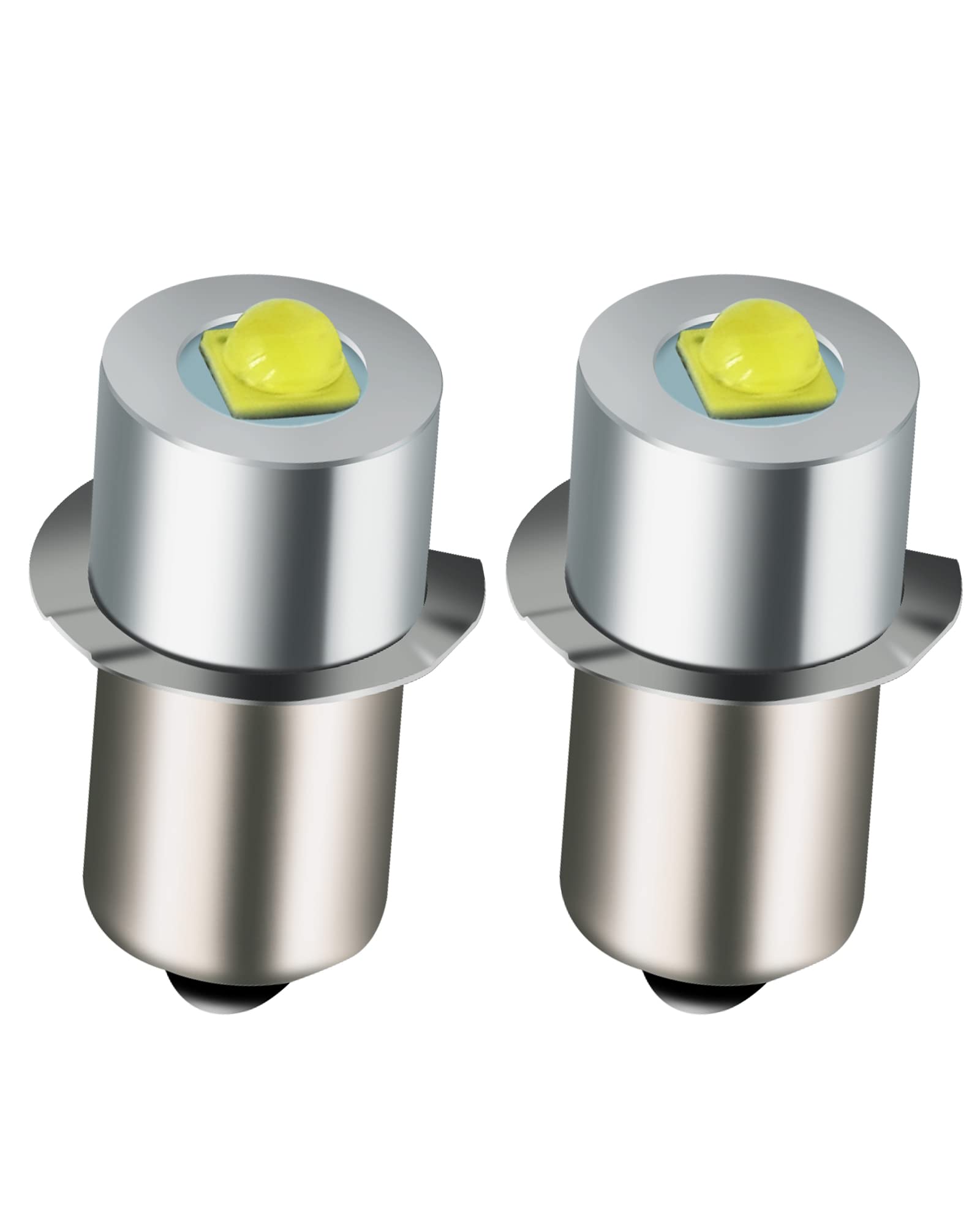 YEORO 2Pcs AC/DC 6-30V P13.5S Upgrade LED Flashlight Bulb,3W 6V 9V 12V 18V 19.2V 24V LED Conversion Kit for Torch Lantern Bike Work Light Maglit Bulbs,Non-Polarity.