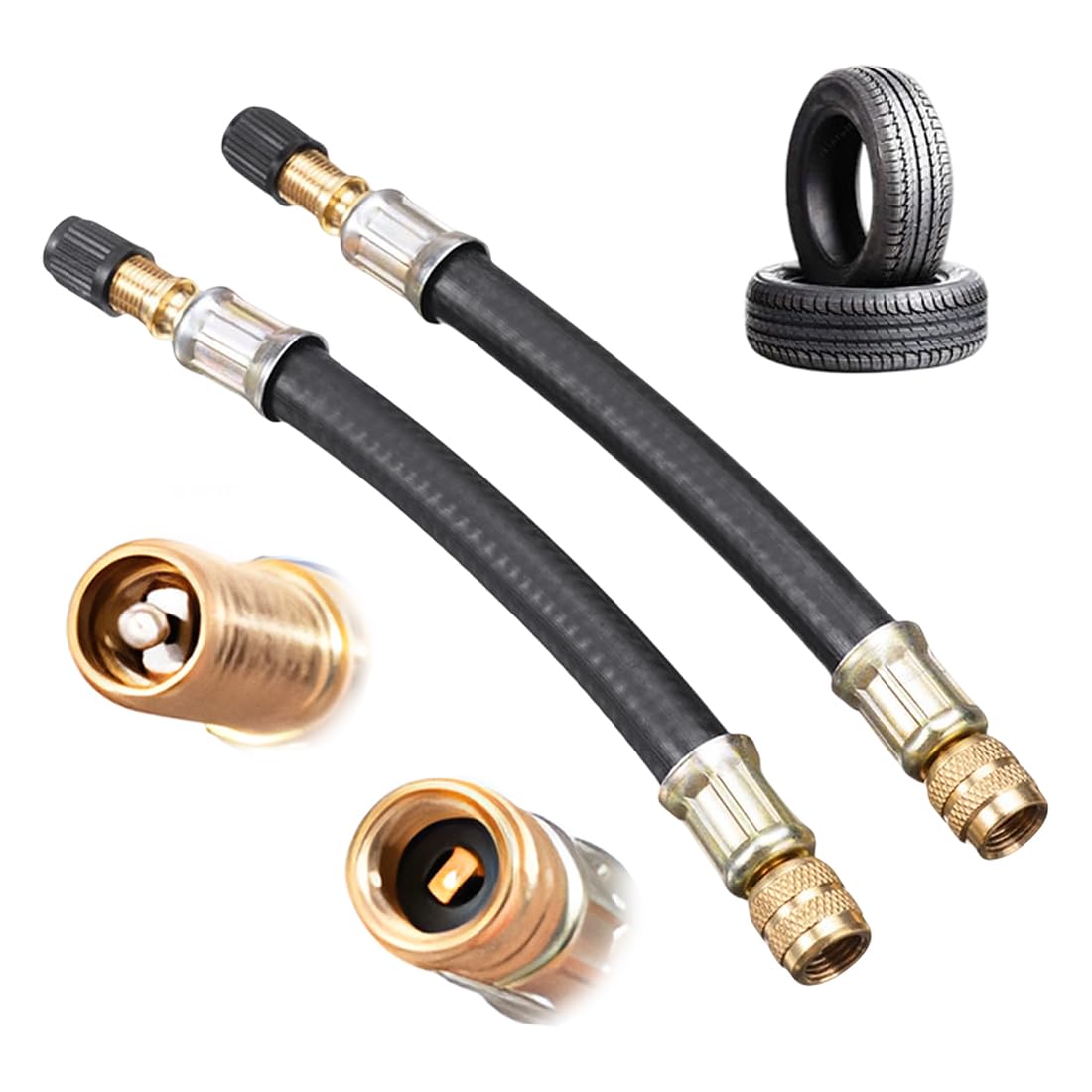 2 PCS Prolunghe Flessibili per Valvole Pneumatici, Prolunga Valvola con Cappuccio Protettivo, Adattatore per Valvole, Estensione Valvola per Auto, Scooter, Bicicletta (100mm)