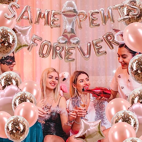 JGA Deko Frauen, Junggesellenabschied Frauen Dekoration Luftballons, Bride To Be Ballons Rosegold, mit Konfetti Luftballons Banner Folienballons für Bachelorette Abschied Party (Design A)