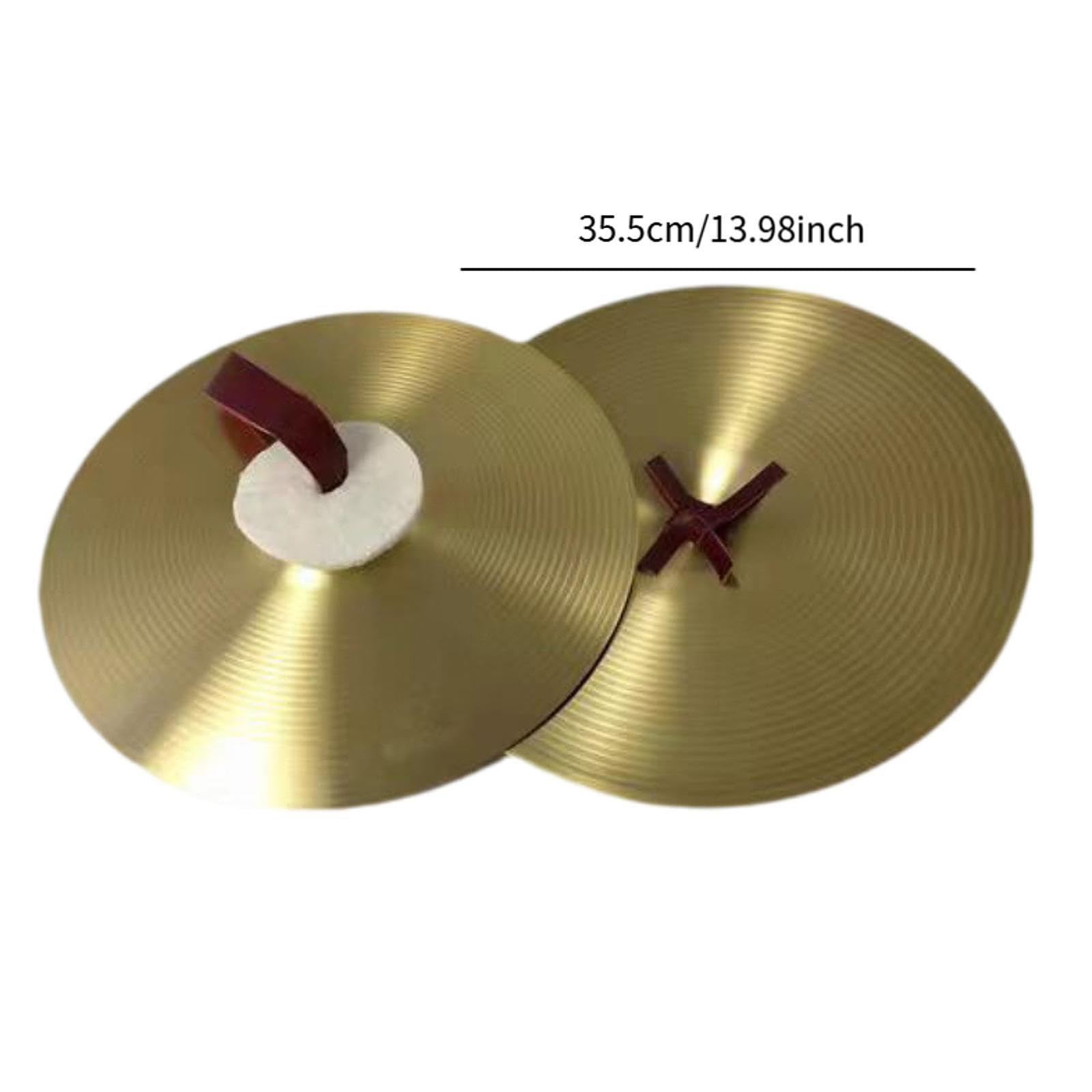 TAIZhiChen 2 Pezzi Strumento Musicale per Piatti Crash Cymbals per Tamburi Robusti in Lega di Piatti a Mano Tradizionale per La Performance Band per Spettacoli T, 14 Inch