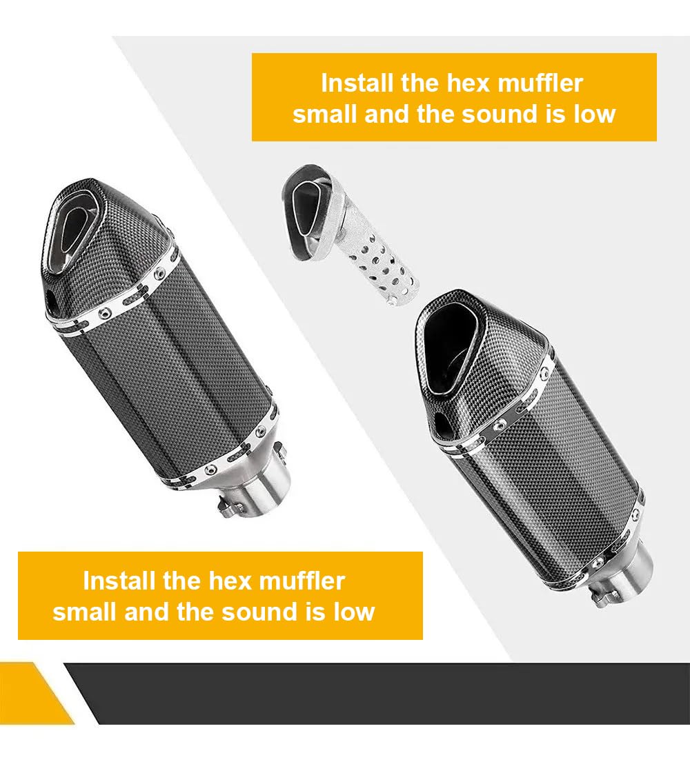 MOCOERL Motorrad Auspuff Schalldämpfer 38-51mm 1.5-2" Einlass Slip On mit abnehmbaren DB Killer für Yamaha Suzuki Kohlefaser-Stil