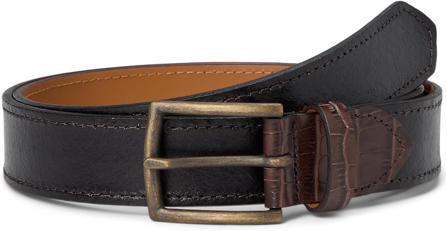 Johnston & Murphy mens Two-tone Croc Embossed Leather Belt