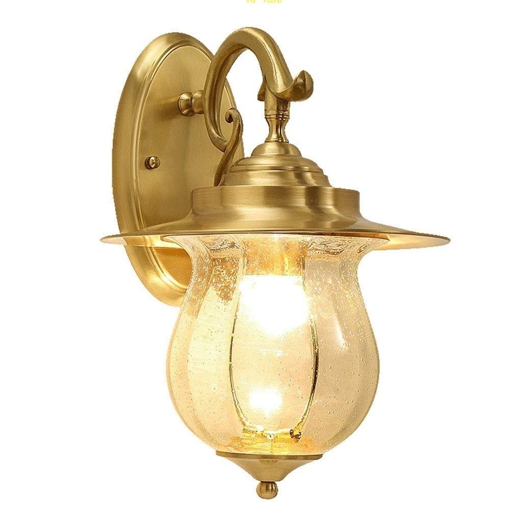 VDOQTLJT Luxury European Retro All Copper Metal Waterproof Outdoor Wall Lamp Glass Lantern E27 Villa Garden Vintage Light External Courtyard Aisle Porch Sconce Lighting