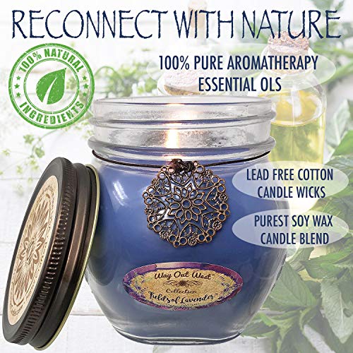 Way Out West Aromatherapy Scented Candles -Stress Relief & Relaxation, 60 Hour Long Burning Natural Candle - Usa Made - 100% Real Lavender Essential Oils - Fragrant Soy Wax Jar Candles #TOP1