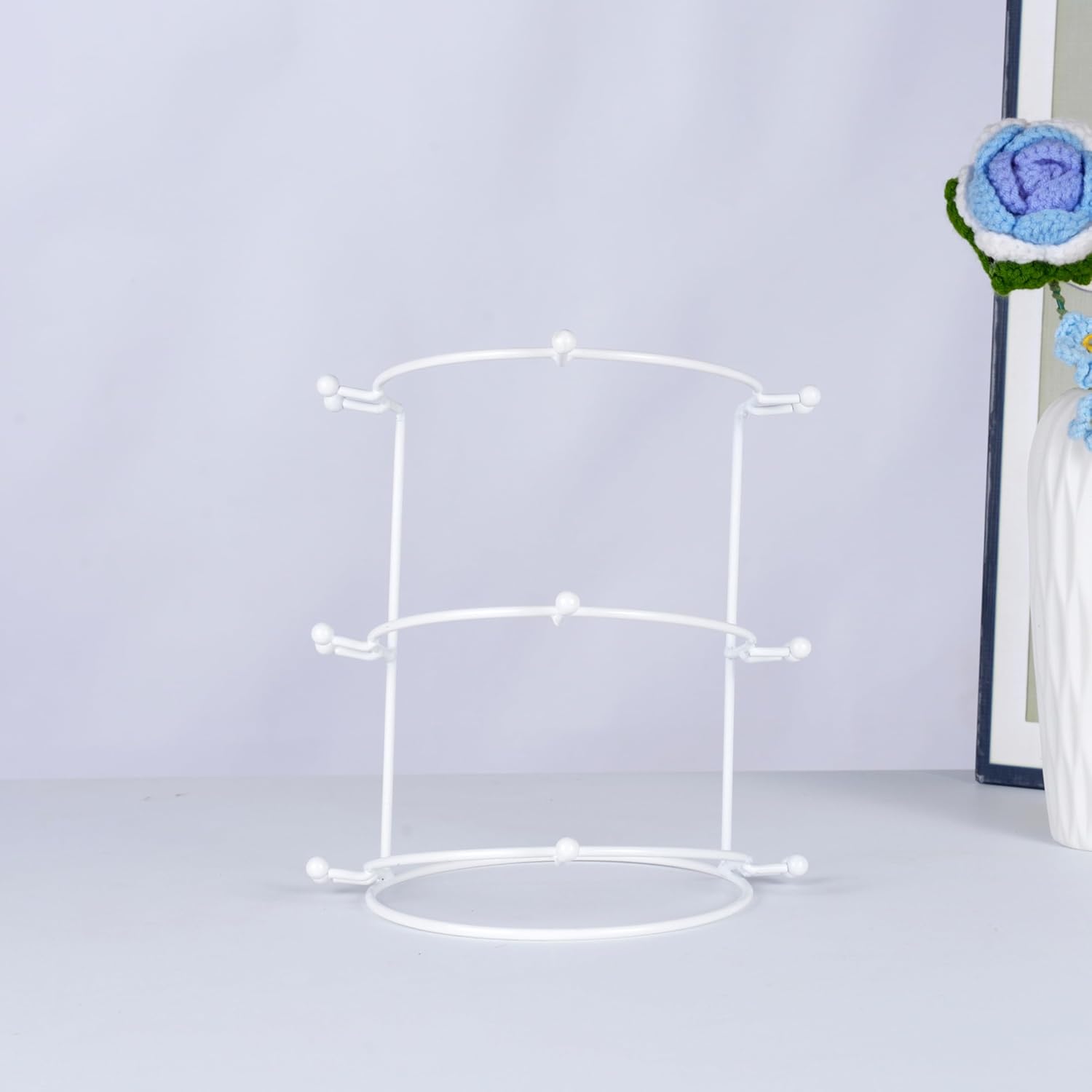 Crown Display Stand, 3-Tier Tiara Headband Display Rack White, Brackets Hair Accessories Organizer, Bathroom Vanity Storage Tray for Women Girls