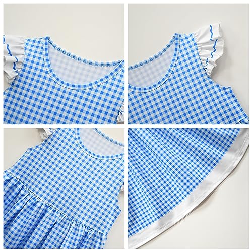 Dorrothy Blue and White Gingham Flutter Sleeve Party Dress for Girls3