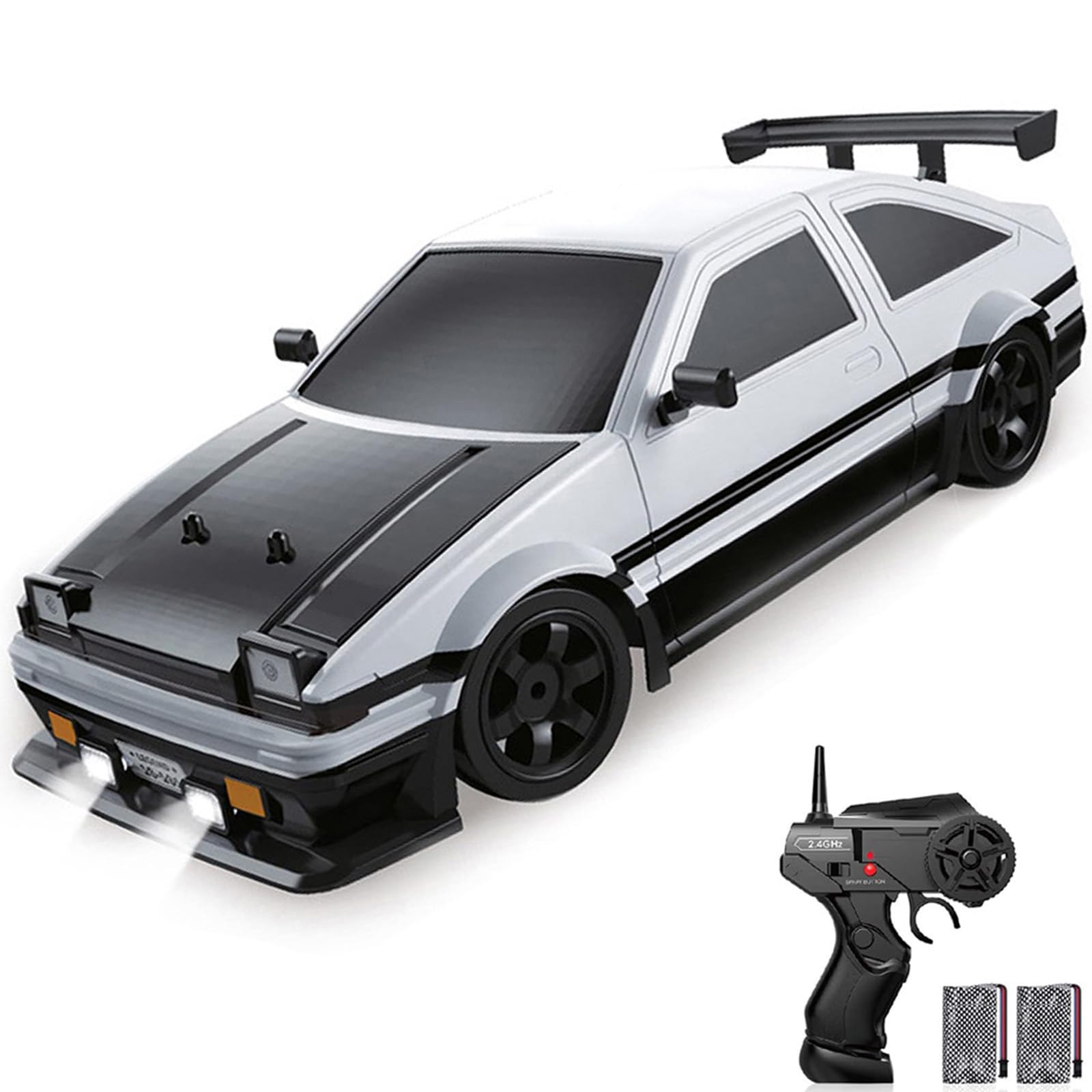 Goolsky Voiture télécommandée RC Drift Car Racing - Échelle 1:16-2,4 G - Voiture de Course 4 Roues à Grande Vitesse - avec lumières LED - Fonction de pulvérisation