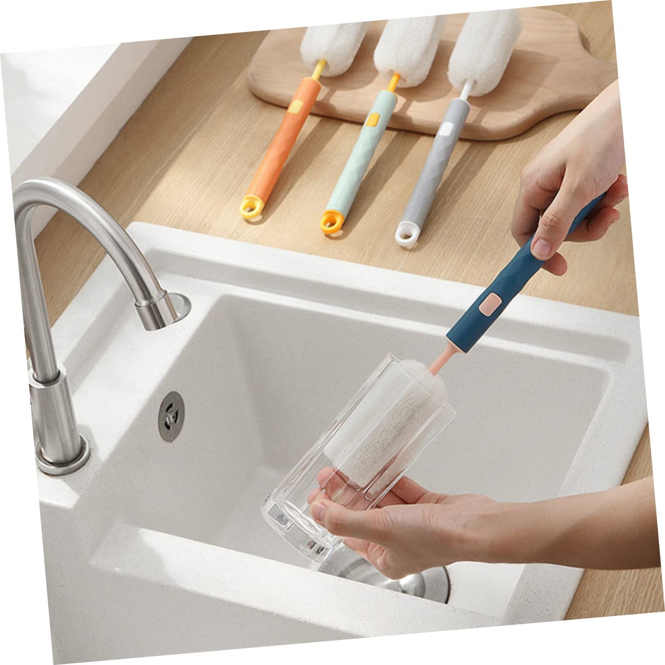 ibasenice 8piezas Escobilla para Biberones De Mango Limpiador Multifuncional para Botellas y Vasos Diseño Desmontable y Ligero para Uso Cocina y Viajes