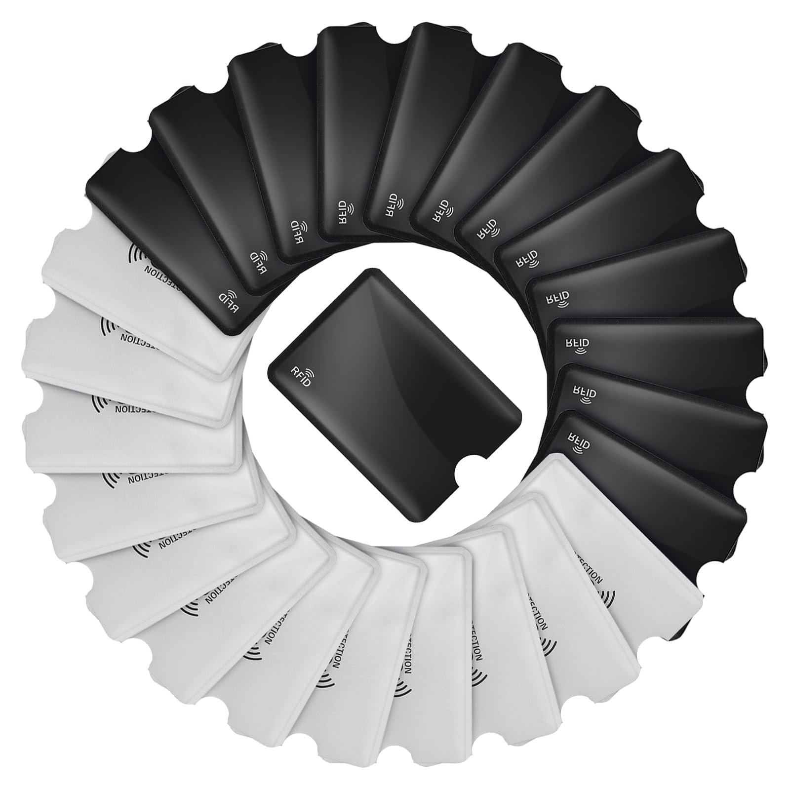 24 Pcs RFID Card Holder, RFID Blocking Sleeves, Credit Card Protector Identity Card Protectors RFID Wallet for Women Men Easily Into Your Wallet(12 Black+12 White)