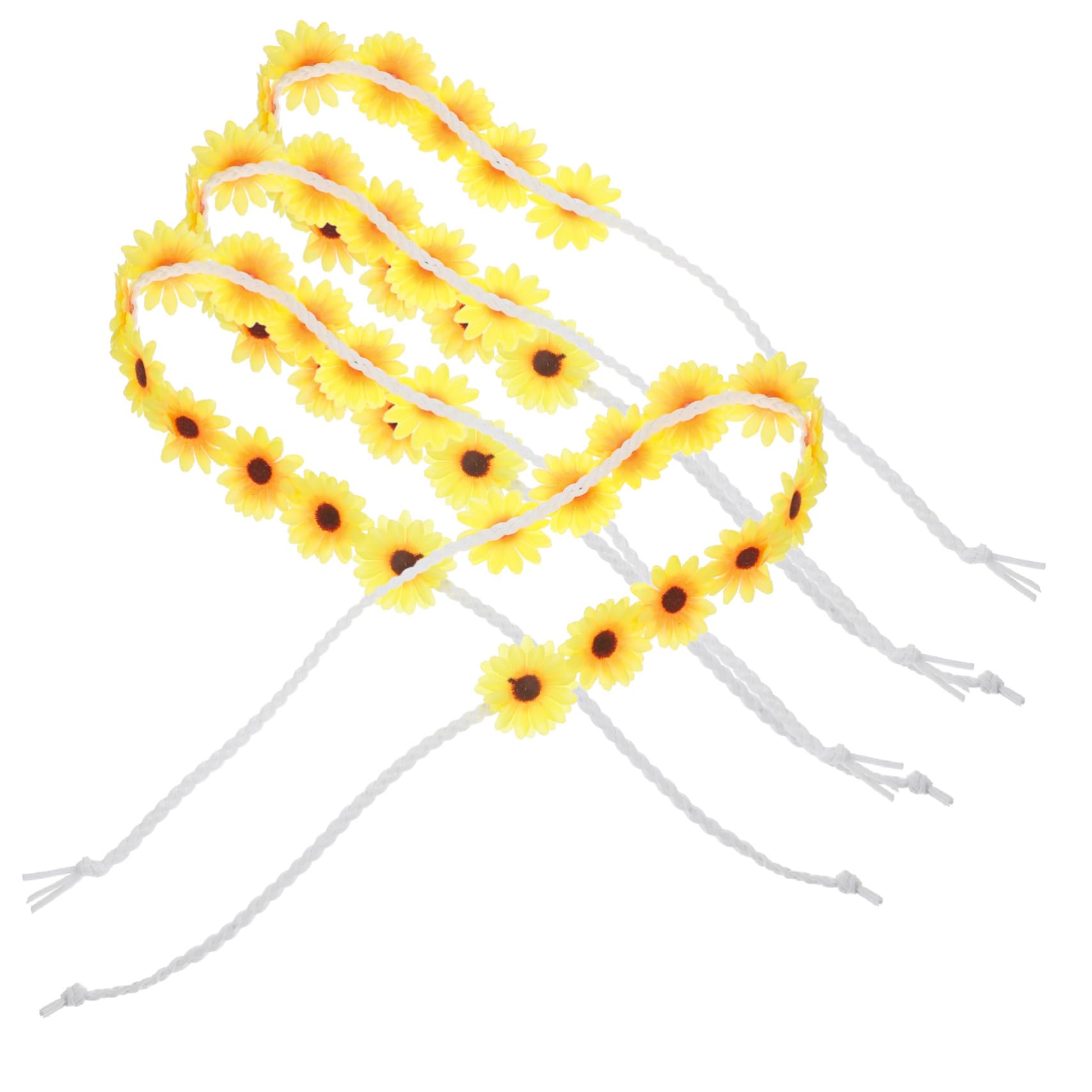 Housoutil 20 Piezas Girasol Cuerda Para El Cabello Guirnalda De Flores Tiara Lazos Para El Cabello Banda Para La Cabeza Bandas Para El Cabello Trajes De Niña Decoración Del Cabello Diadema