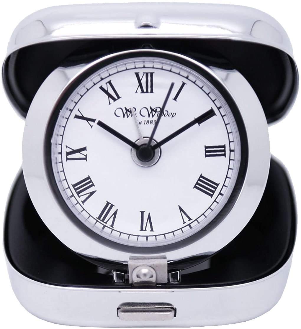 County Engraving Silver Personalised Engraved Plated Square Travel Alarm Clock With Roman Numerals Dial On A White Face - Enter Your Own Custom Text