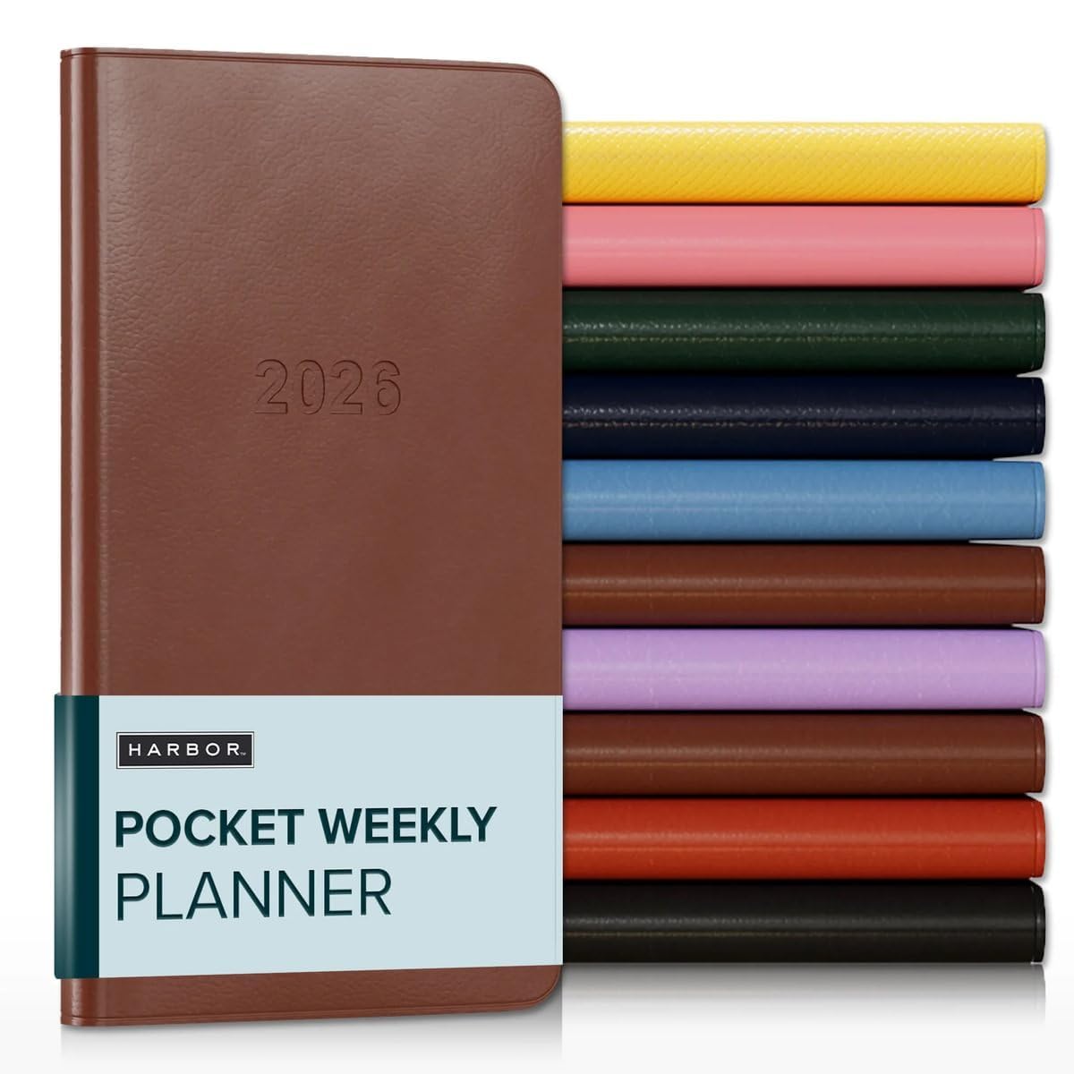 Harbor Pocket Weekly Monthly Planner 2025-2026, Calendar Planner and Notebook, Durable Faux Leather, 192 Pages, Softcover & Book Bound - Softcover &