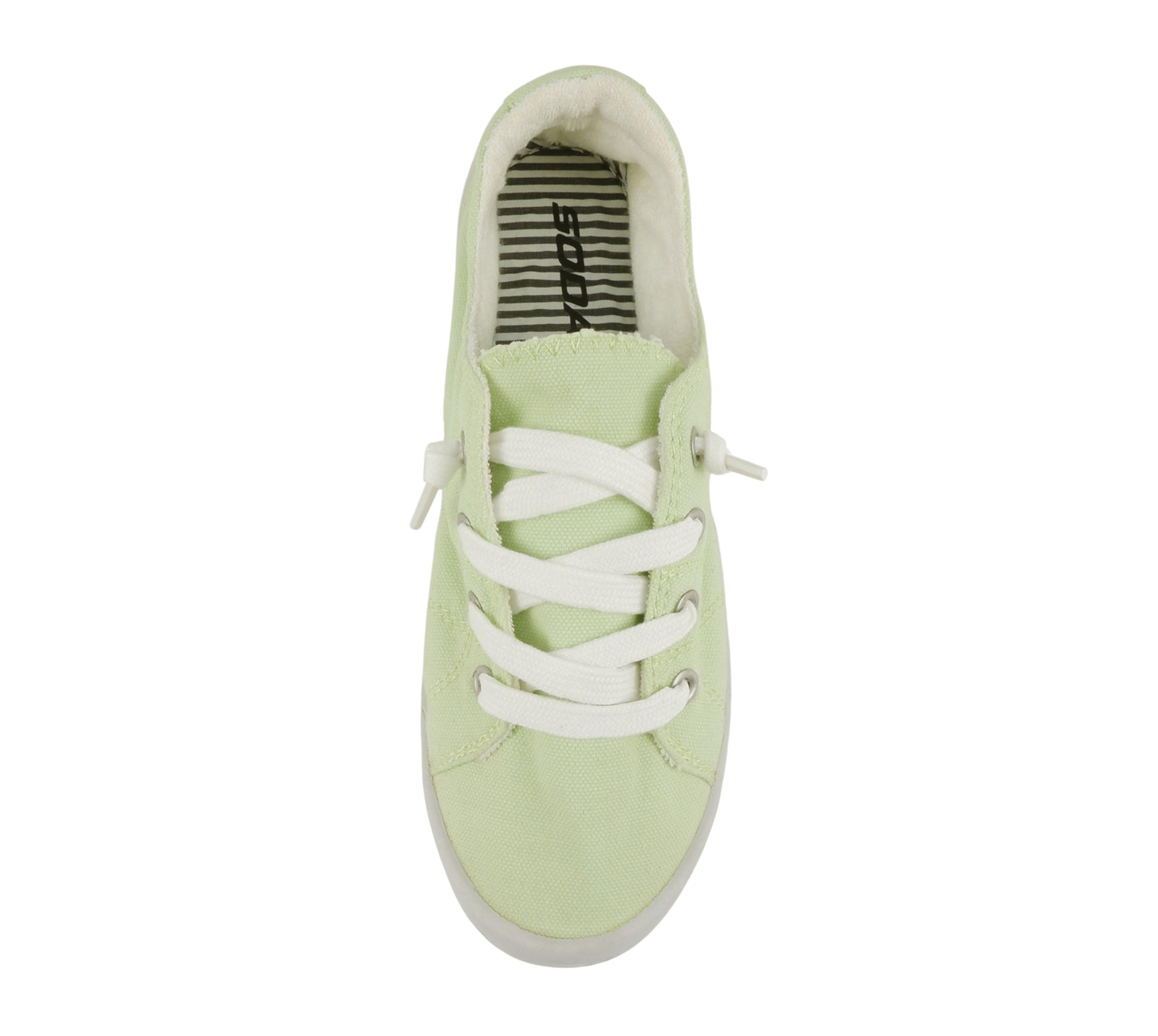 Soda Zapatos planos de las mujeres de la lona del lino del resbalón en las zapatillas de deporte del cordón hasta los holgazanes, Algodón menta, 36 EU