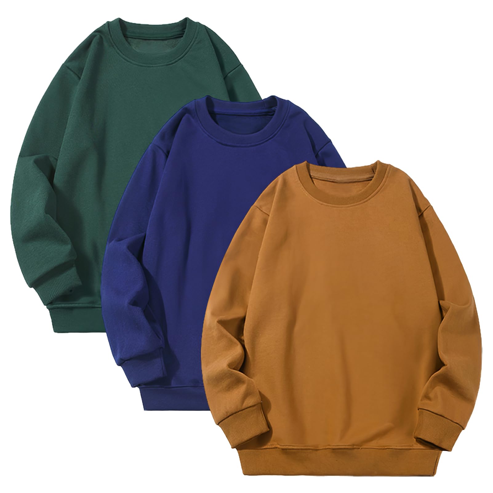 amropi Niños Pack de 3 Sudadera de Rayas Manga Larga Crew Neck Sweatshirt Suéter para 5-12 Años