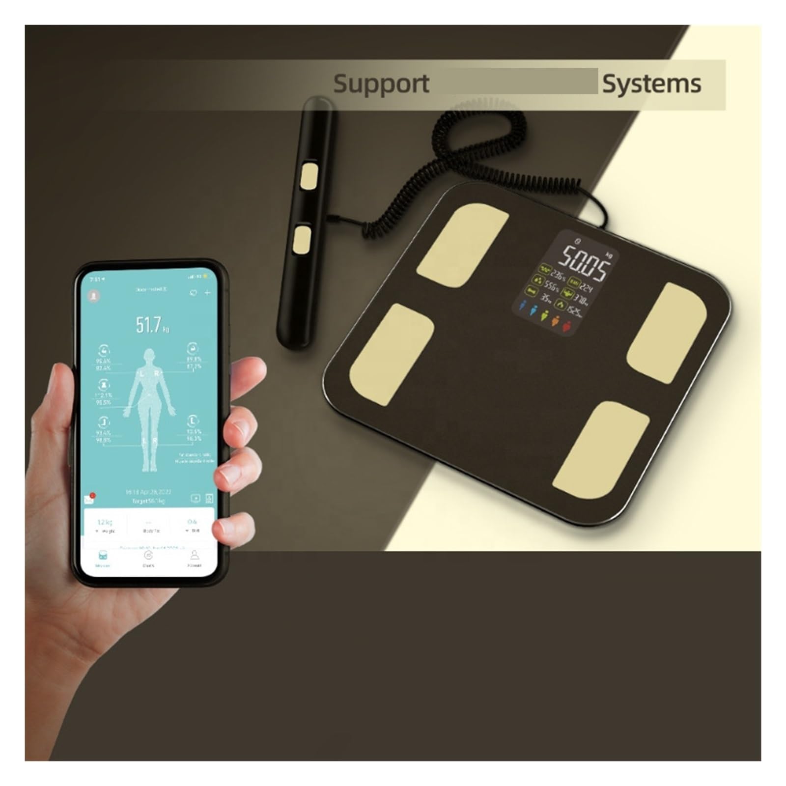 Báscula De Bioimpedancia Inteligente Composición Corporal Digital Peso Grasa Equilibrio Preciso FáCil De Leer
