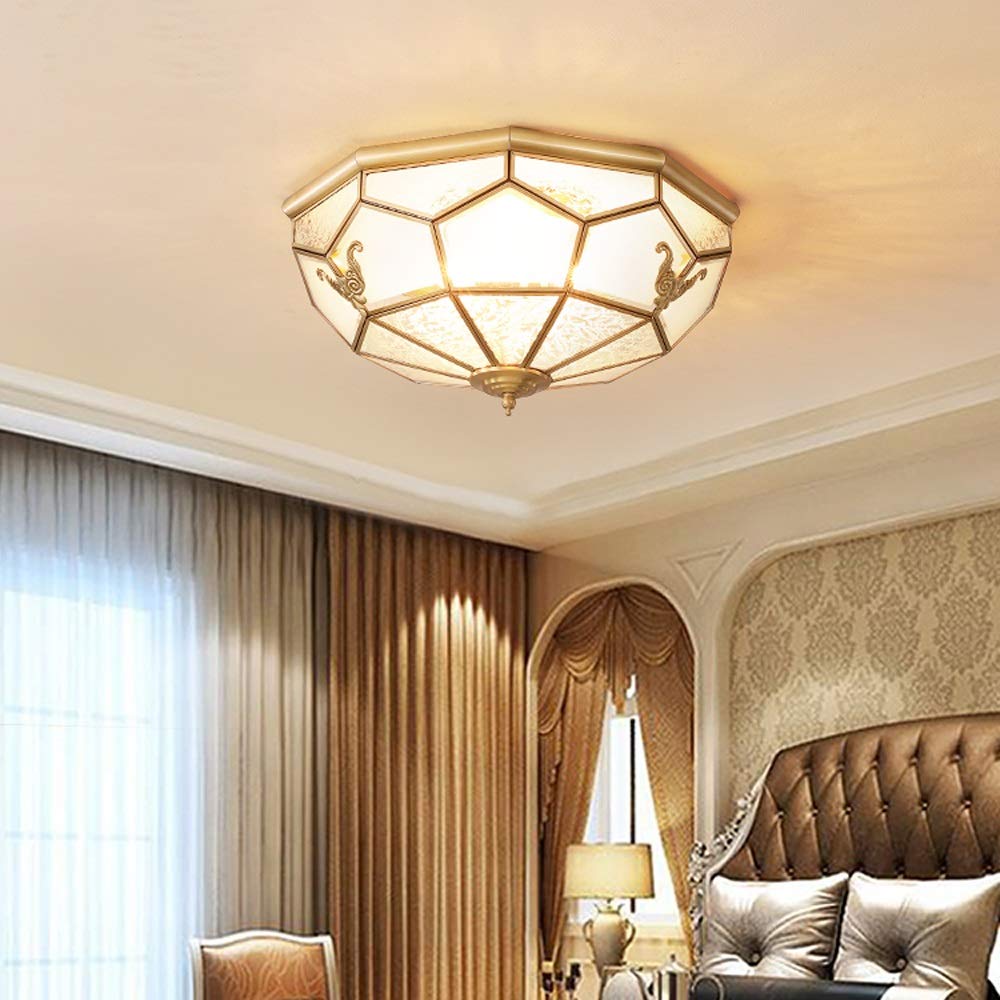 SXECAEPS Modern creative chandelier Minimalist Bedroom Copper Ceiling Lamp Living Room Corridor Aisle Led Balcony Restaurant Kitchen Pendant Light (Size : 45cm)