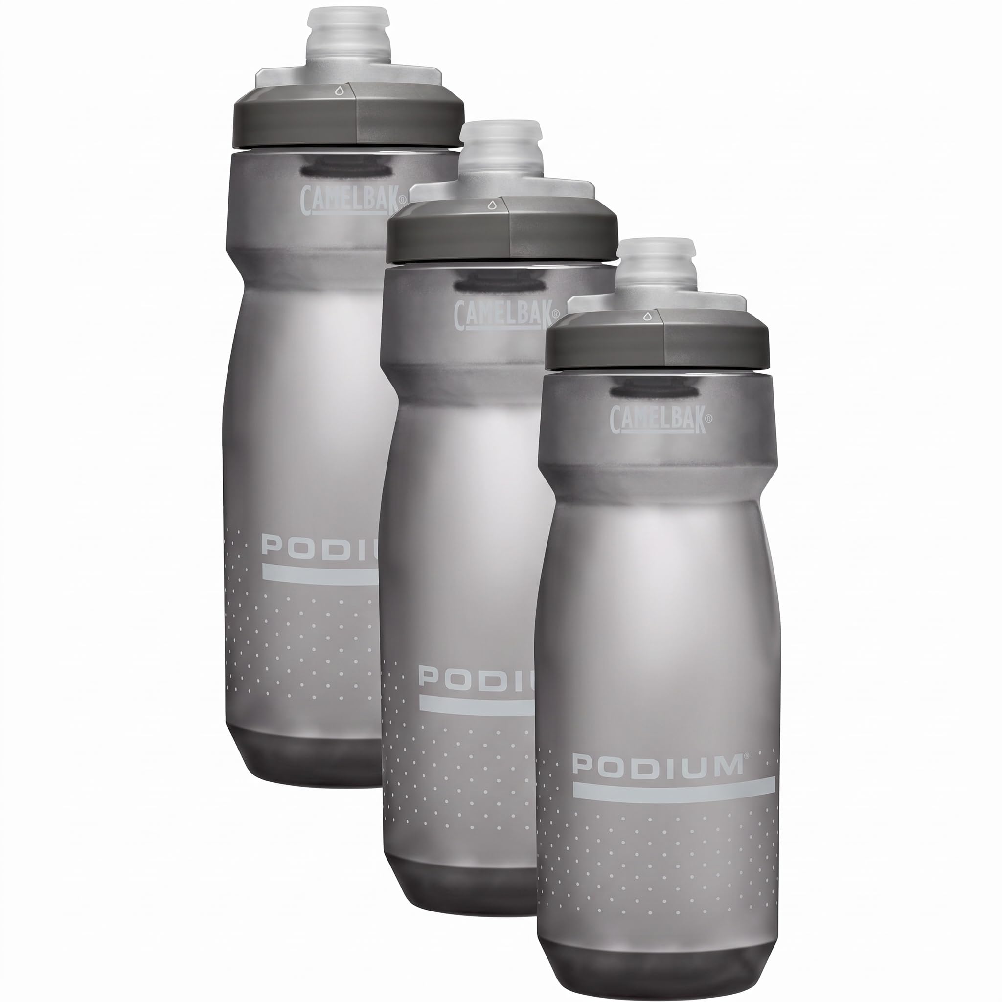 CamelBak Podium Bike Squeeze Water Bottle, High Flow Easy Squeeze Design for Cycling Performance, 24oz, Smoke (Pack of 3)