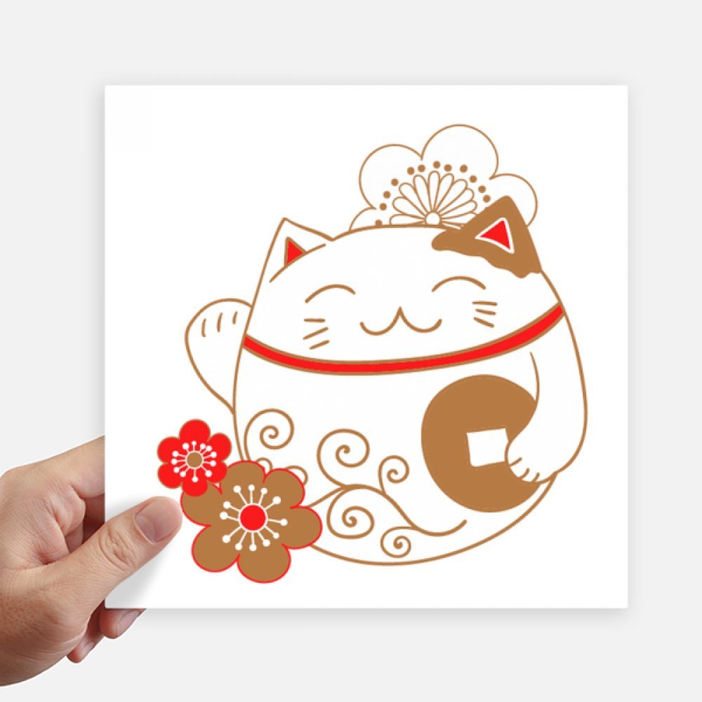 Autocollant chat de la fortune japonais carré 20 cm pour déco mur et valise DIYthinker x4
