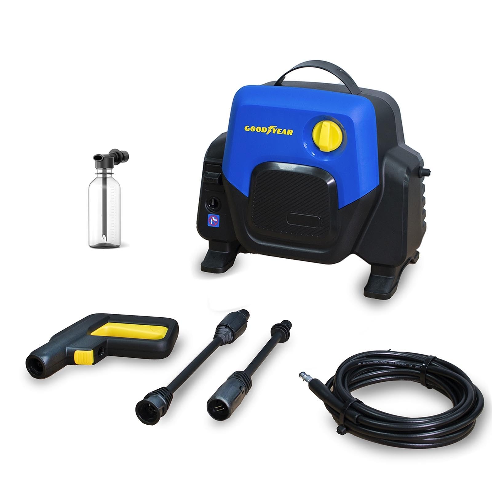 Goodyear - Nettoyeur Haute Pression Électrique 1400W, 105 Bars, Débit 408 L/h, Machine à Laver à Pression pour Nettoyage de Voiture, Jardin et Terrasse, avec Lance Réglable et Buse Turbo