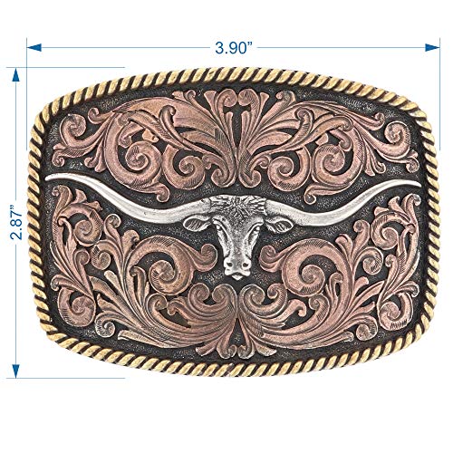 Montana Silversmiths Tri-Color Texas Longhorn Attitude Buckle