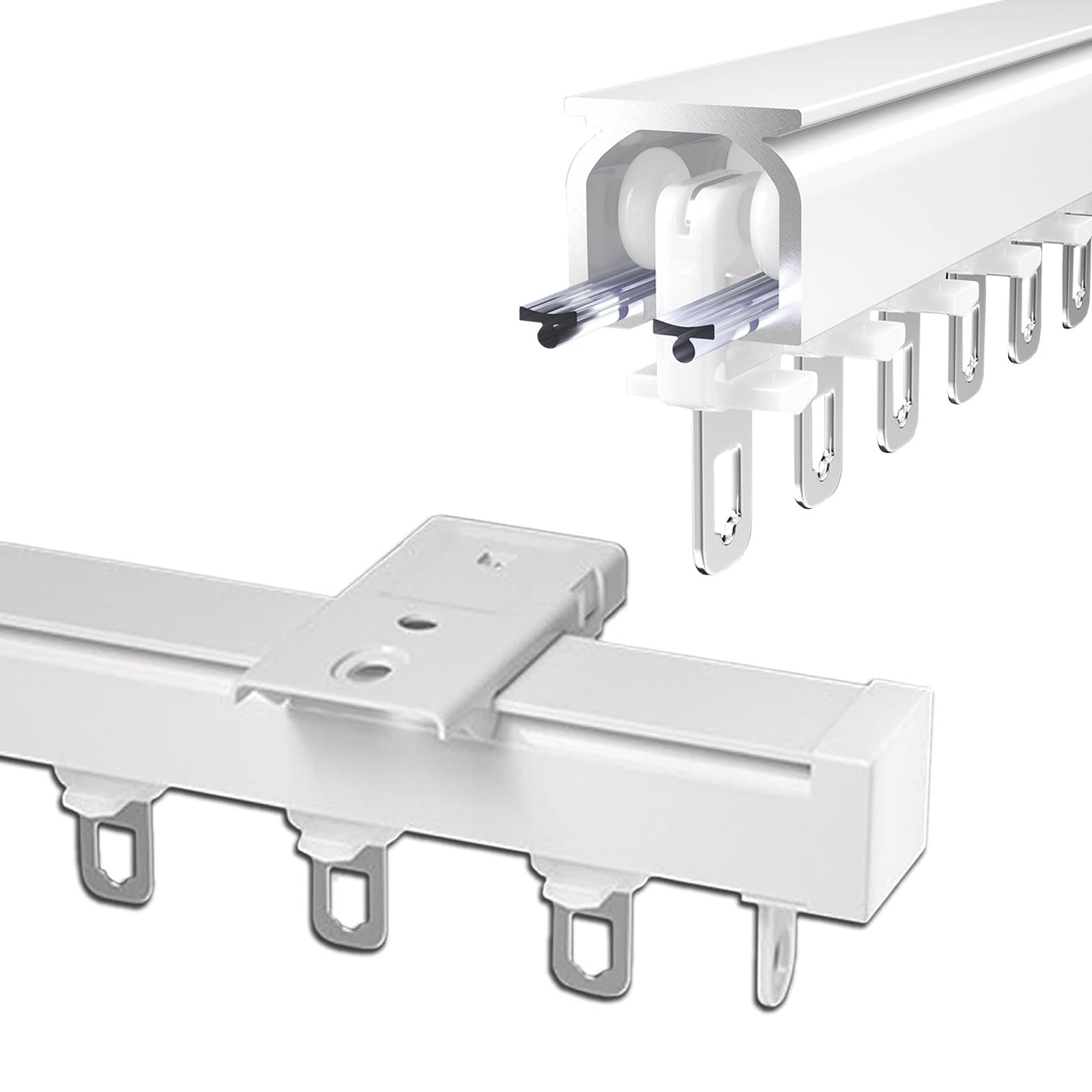 Sistema de riel de techo de aluminio para colgar cortinas en terrazas y salones modernos