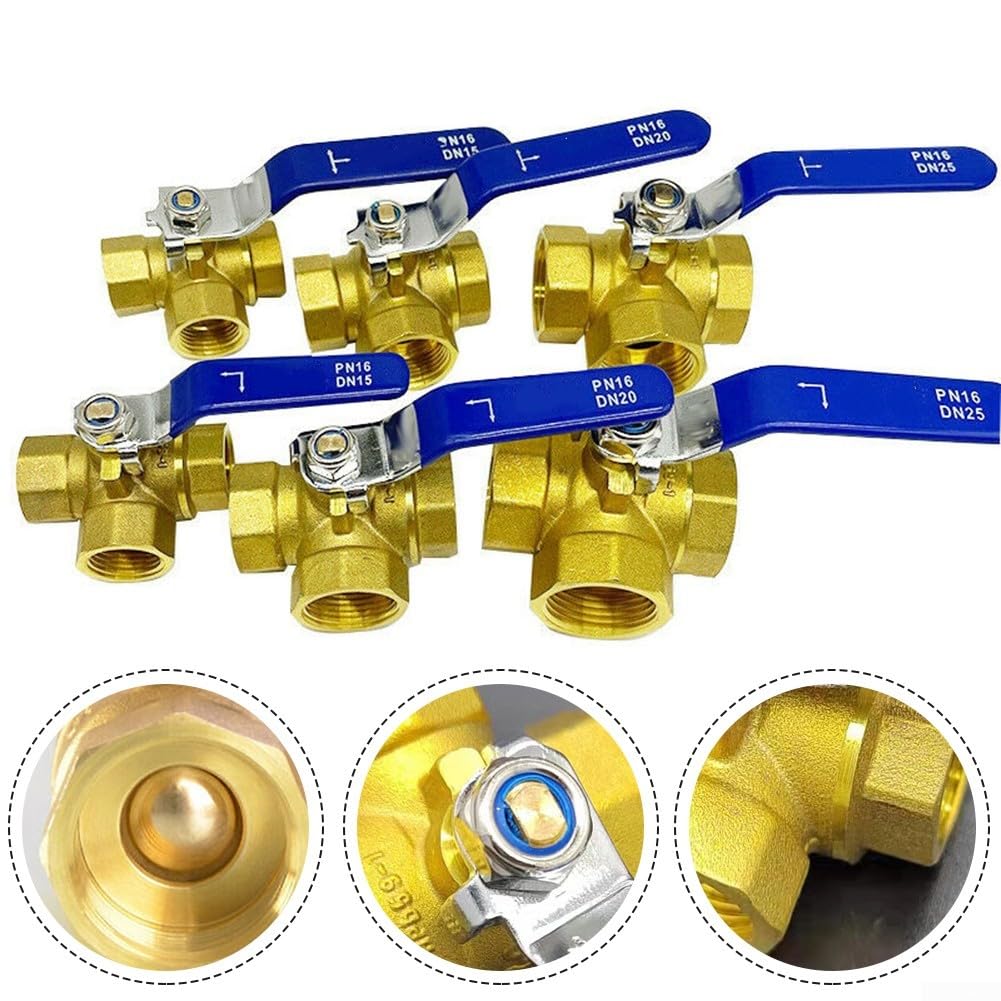 Valvola A Sfera In Ottone A 3 Vie L/T 1.6MPa - Filettata ISO 228 Per Acqua, Olio, Gas (DN25 1 Pollice)