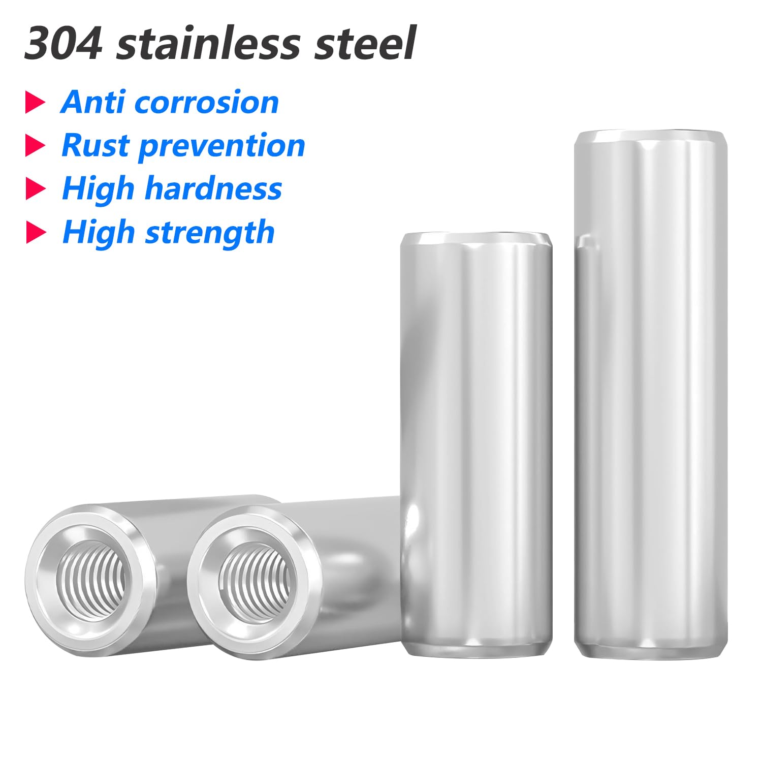 20 Pezzi Dado a Barra Lunga, Dadi di Accoppiamento Cilindrici, in Acciaio Inox 304, M4×8×8mm Dado Rotondo per Casa e Industriale