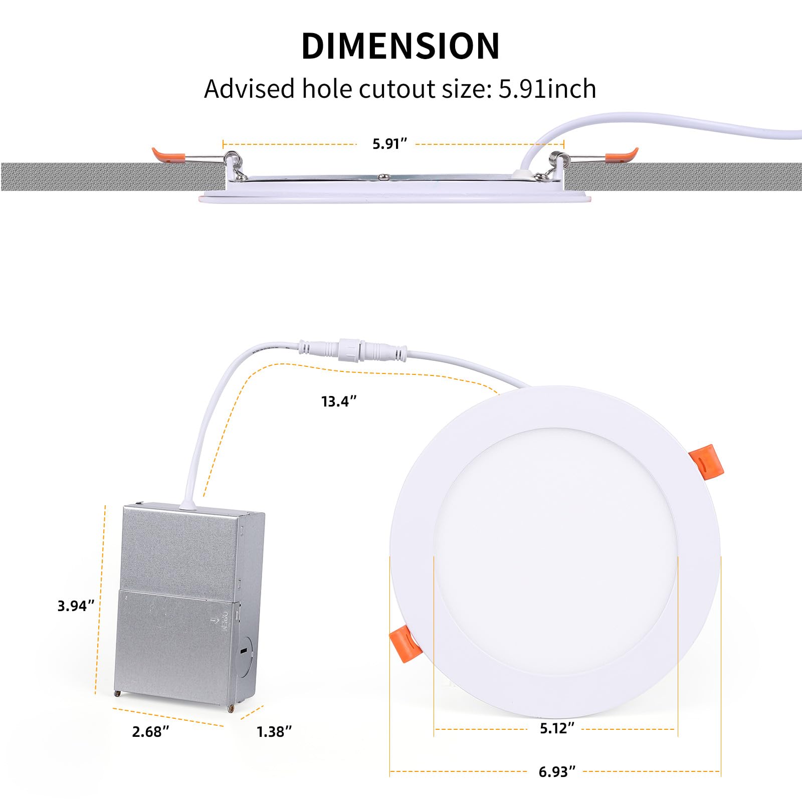 Paquete de 4 luces LED inteligentes empotrables de 6 pulgadas, ultra delgadas, WiFi, sin gris, luz descendente de 12 W 1200 lm con caja de conexiones, compatible con Alexa Google Assistant