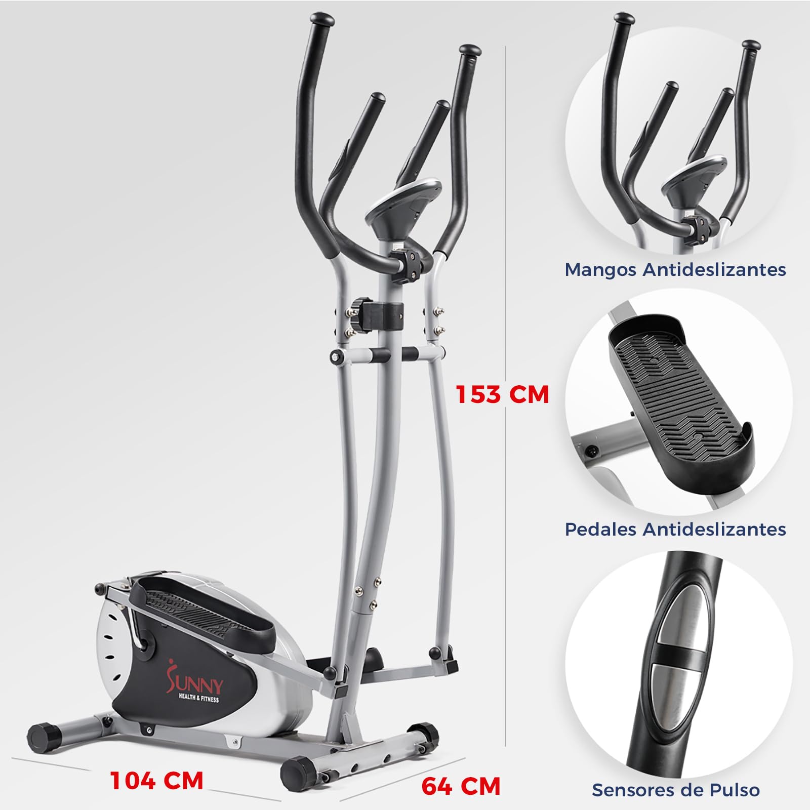 Sunny Health & FitnessMáquina elíptica de Step Legacy, Bicicleta elíptica para Todo el Cuerpo, Equipo de Ejercicio de bajo Impacto, Equipo de Cardio para el hogar
