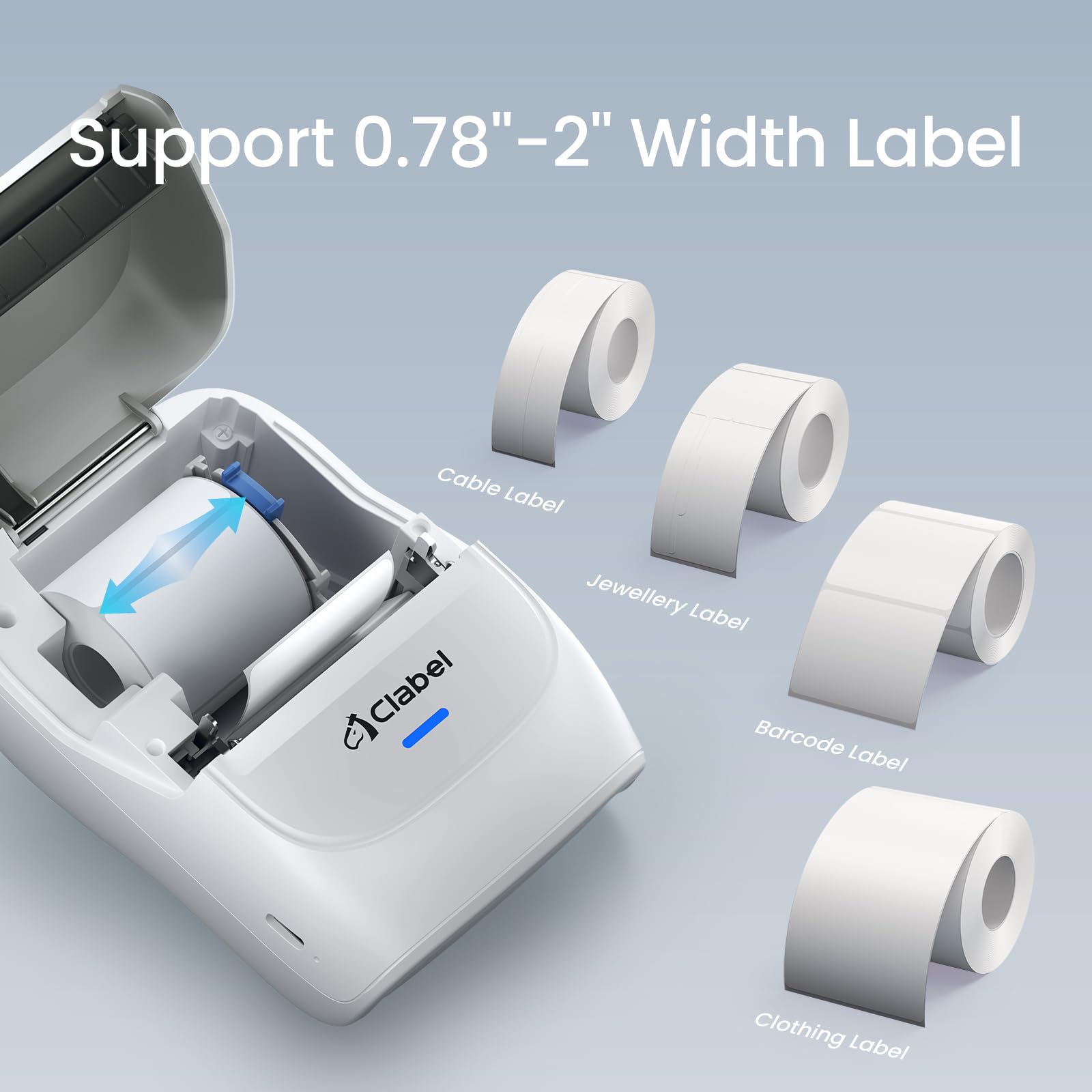 CLABEL Bluetooth Etikettendrucker Selbstklebend: 221B Mini Thermo Etikettiergerät Tragbar Barcode Beschriftungsgerät Selbstklebend Kompatibel mit iOS und Android für Adresse Zuhause Büro Preis Grau