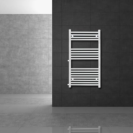 ECD Germany Radiador toallero - 500 x 1200 mm - Blanco - Plano - Con conexión lateral - Calefacción de baño - Radiador estilo escalera - Radiador ...