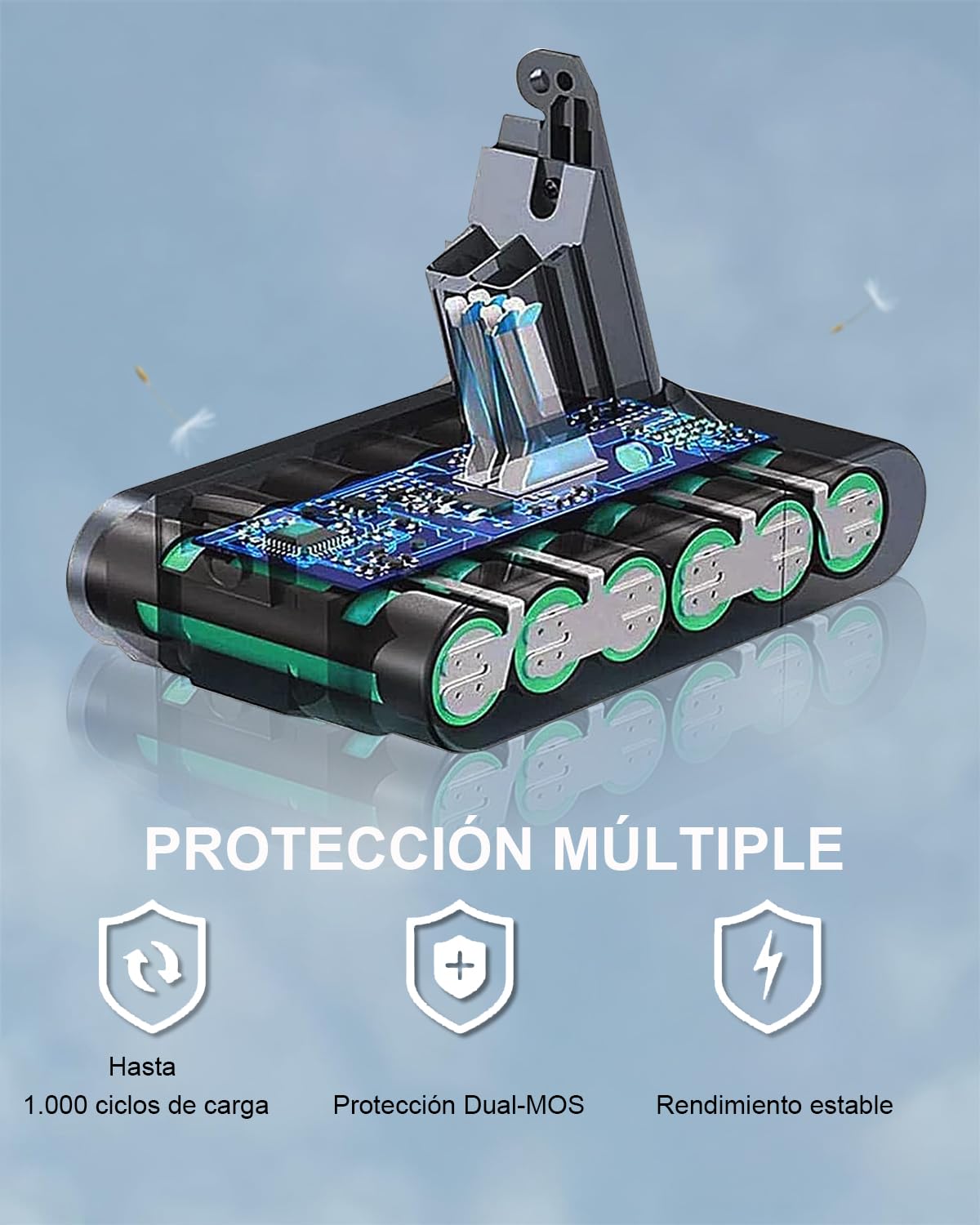 Waitley Batería 6000mAh para Dyson V6 Aspiradora | Compatible con Dyson V6 DC58/DC59/DC61/DC62/DC72/DC74 y SV03/SV05/SV06/SV07/SV09; batería Li-ion 6000mAh con protección