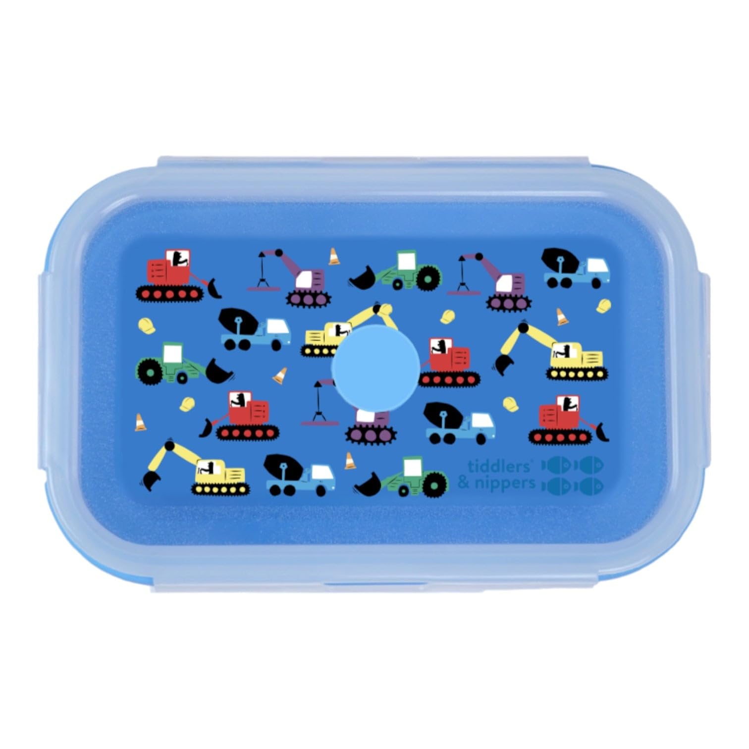 Tiddlers & Nippers Diggers & Lorries Collapsible Snack Box | Food Grade Silicone & Pp | Leak-Proof & Bpa-Free | Microwave, Freezer & Dishwasher Safe (Except Lid) (Diggers & Lorries)