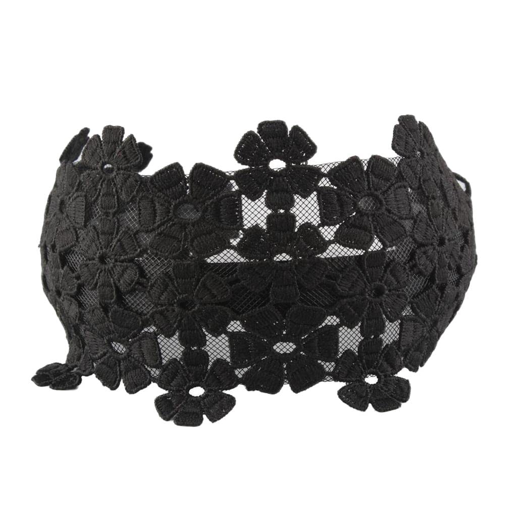 CALANDIS Elegant Wide Floral Lace Flower Headband -Alice Hair Head Band Black Flower (B0CJ9SRH2S) Amazon Price History, Amazon Price Tracker