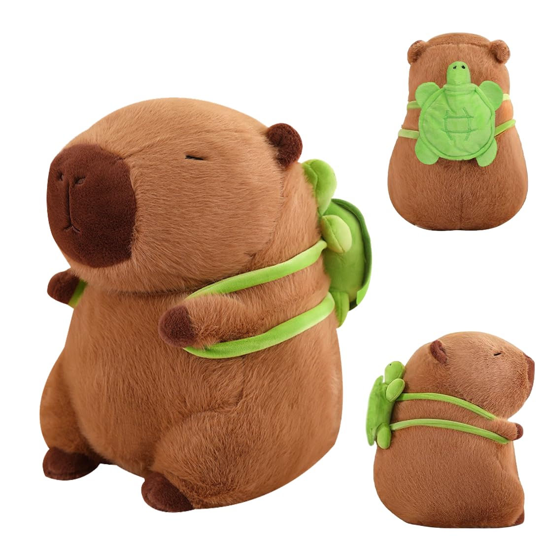Capibara Peluche, 23 cm Peluche Capybara Bambola, Simpatico Capybara Plush, Pupazzo Kapibara Cute, Simpatico kapybara Plush, Capibara Peluche Giocattolo con Zaino di Tartaruga per Ragazzi Ragazze