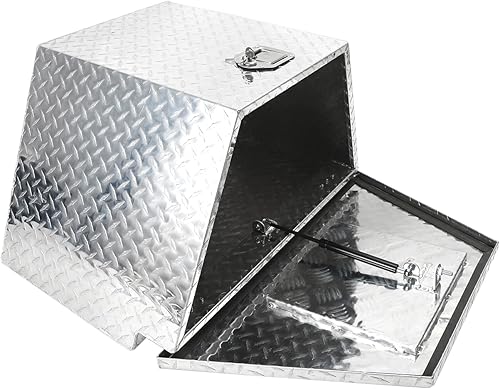Miniatura 5 de Caja de herramientas de almacenamiento de lengua de aluminio de 29 pulgadas con cerradura y llaves, color plateado