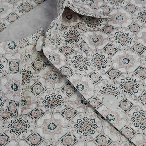 Image of GHPC 100% Cotton Geometric Printed Half Sleeves Regular Fit Formal Shirt for Men