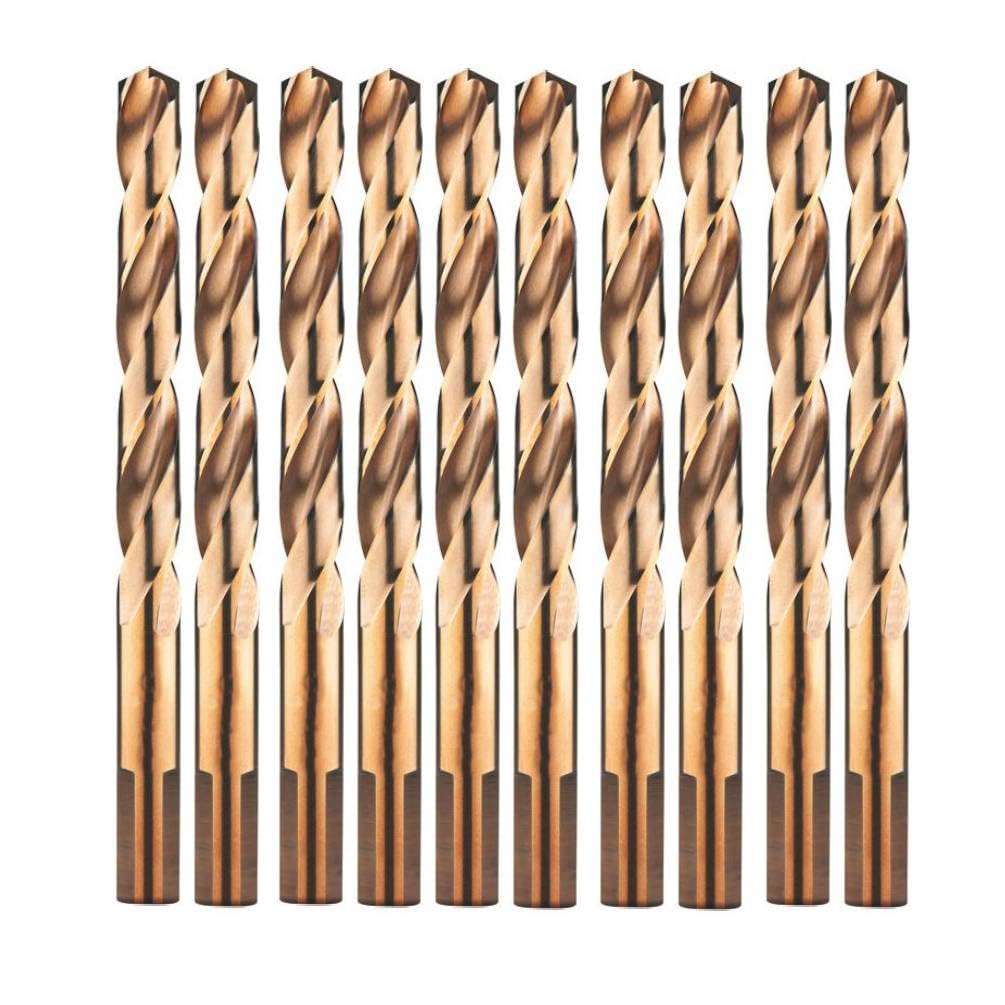 10 Brocas helicoidales HSS Cobalto Q. 3 Meplatos DIN 338 - Inox, Aceros 130° D. 7,5 x Lt. 109 x Lu. 69 x Q 7,5 mm x Z2 - Diamwood