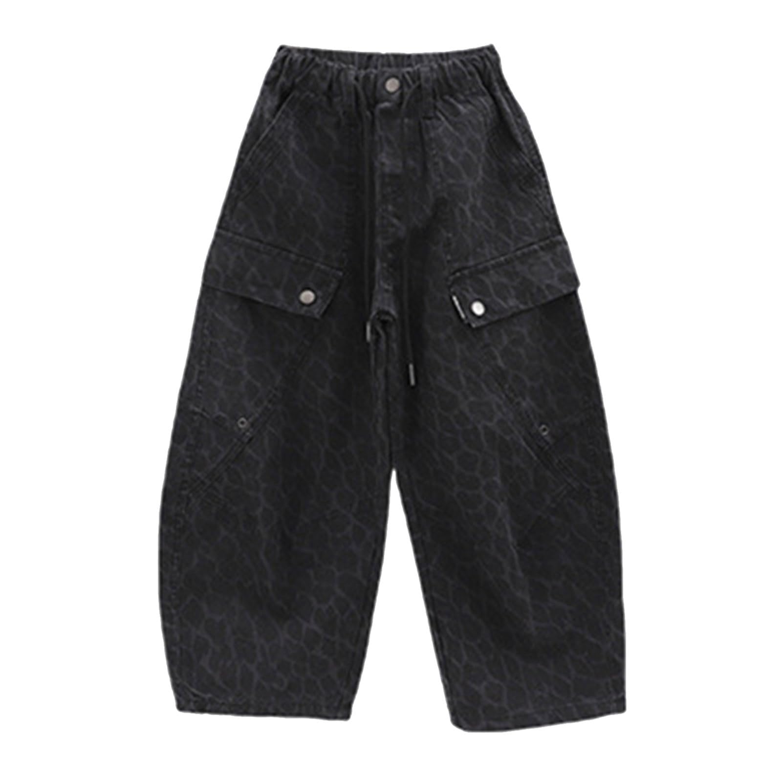 Genérico Vaqueros Niño Pantalones Cargo Baggy Jeans Estilo Y2k | Pantalones cargo con estampado de leopardo para niños, holgados, de pierna ancha, para niños grandes y adolescentes
