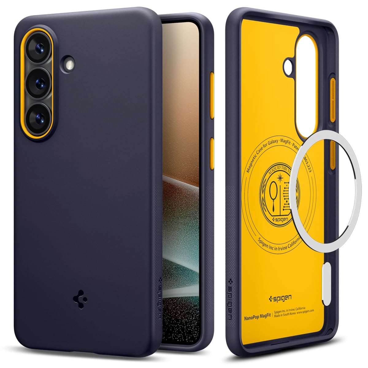 Spigen Nano Pop MagFit für Samsung Galaxy S26 Hülle [Zweifarbiges Design] Stylisch Dünn Staubfrei Case Handyhülle, Kompatibel mit MagSafe -Blueberry Navy