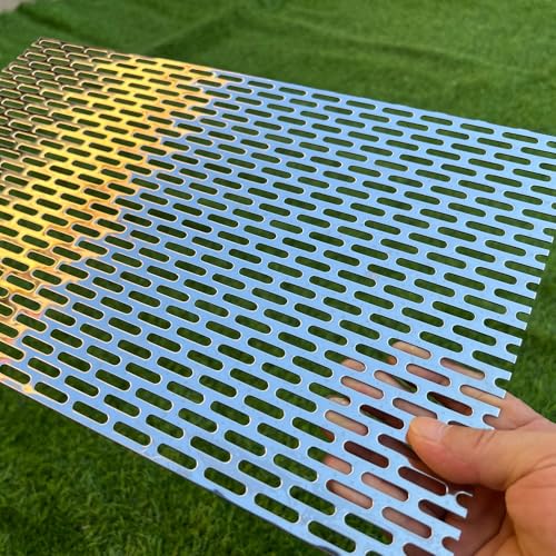 Perforated Metal Sheets 16"x10" 19 Gauge Expanded Metal Mesh Opening Oblong Holes 0.2x0.8inch(About 5x20mm) Perforated Stainless Steel Sheet 304 Stainless Steel Mesh Screen Panel