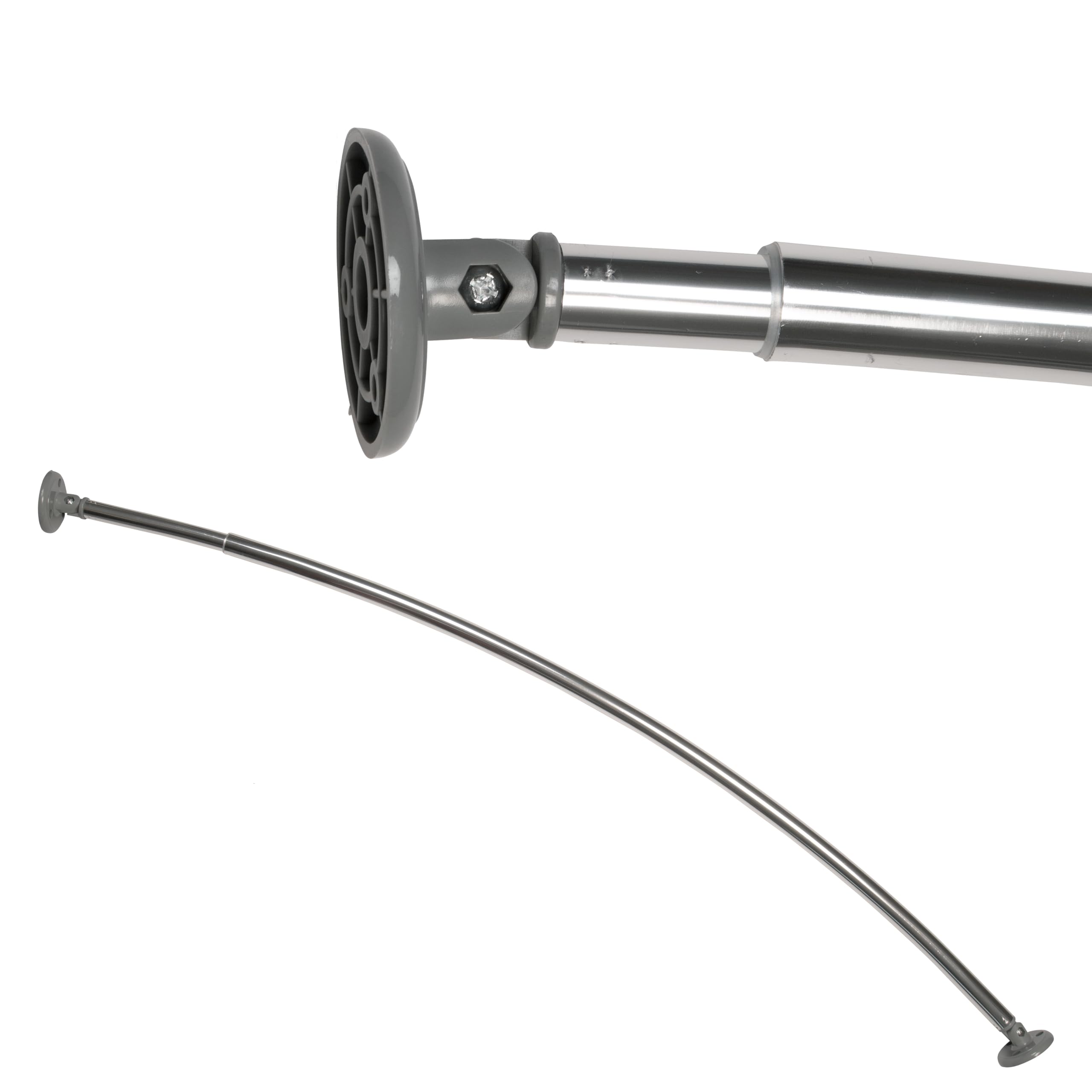 Croydex Chrome Curved Shower Curtain Rod With Grey Brackets
