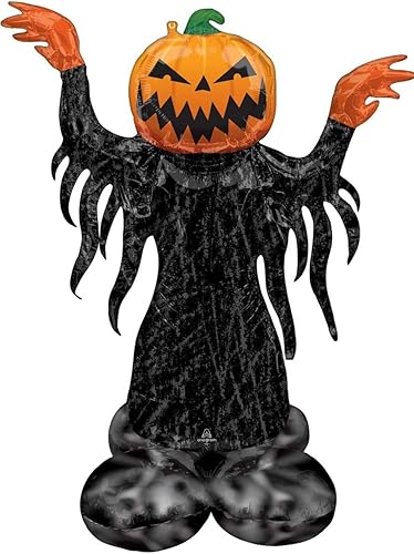 Anagram - Globo de Halloween con cabeza de calabaza y fantasma, Airloonz, relleno de aire, 45 pulgadas
