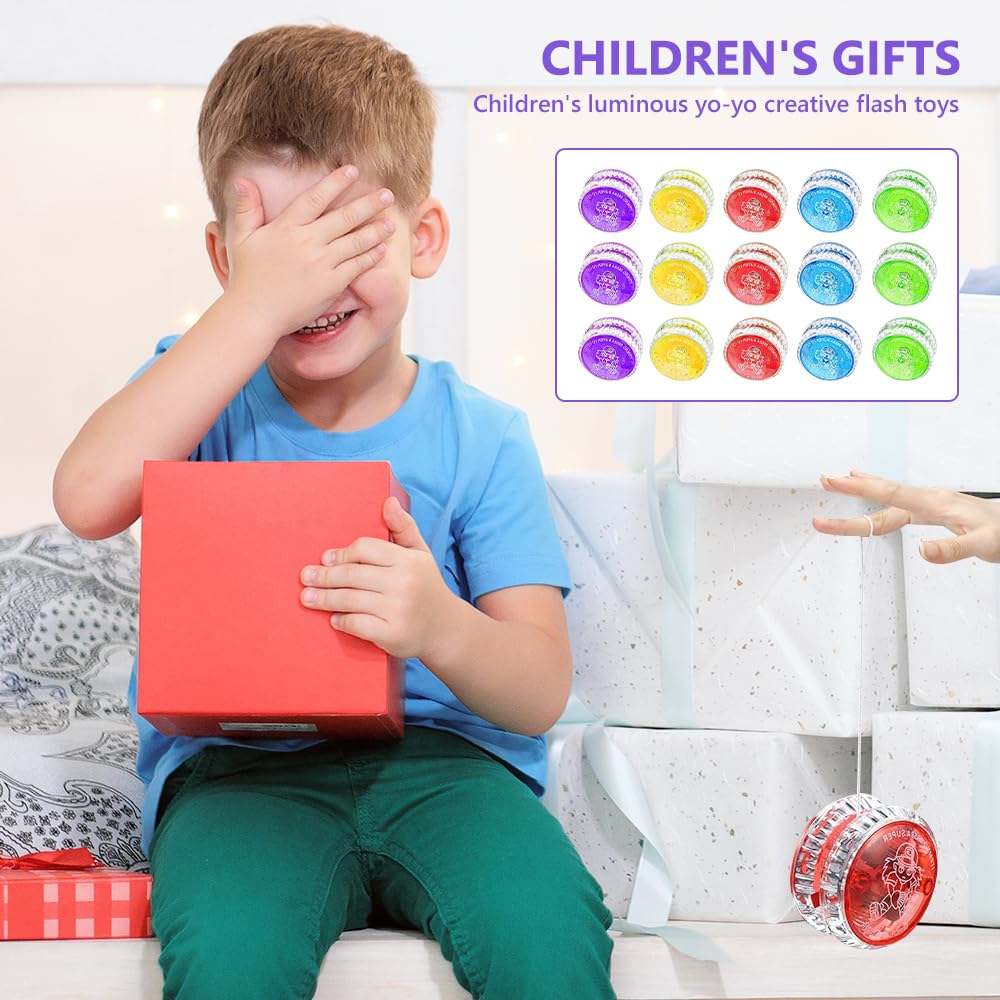 15 pièces Jouets Yoyo LED, Yo-Yo Réactif en Plastique, Yoyo de Lumière LED, Yoyo Professionnel, pour Débutant Faveurs de Fête d'anniversaire