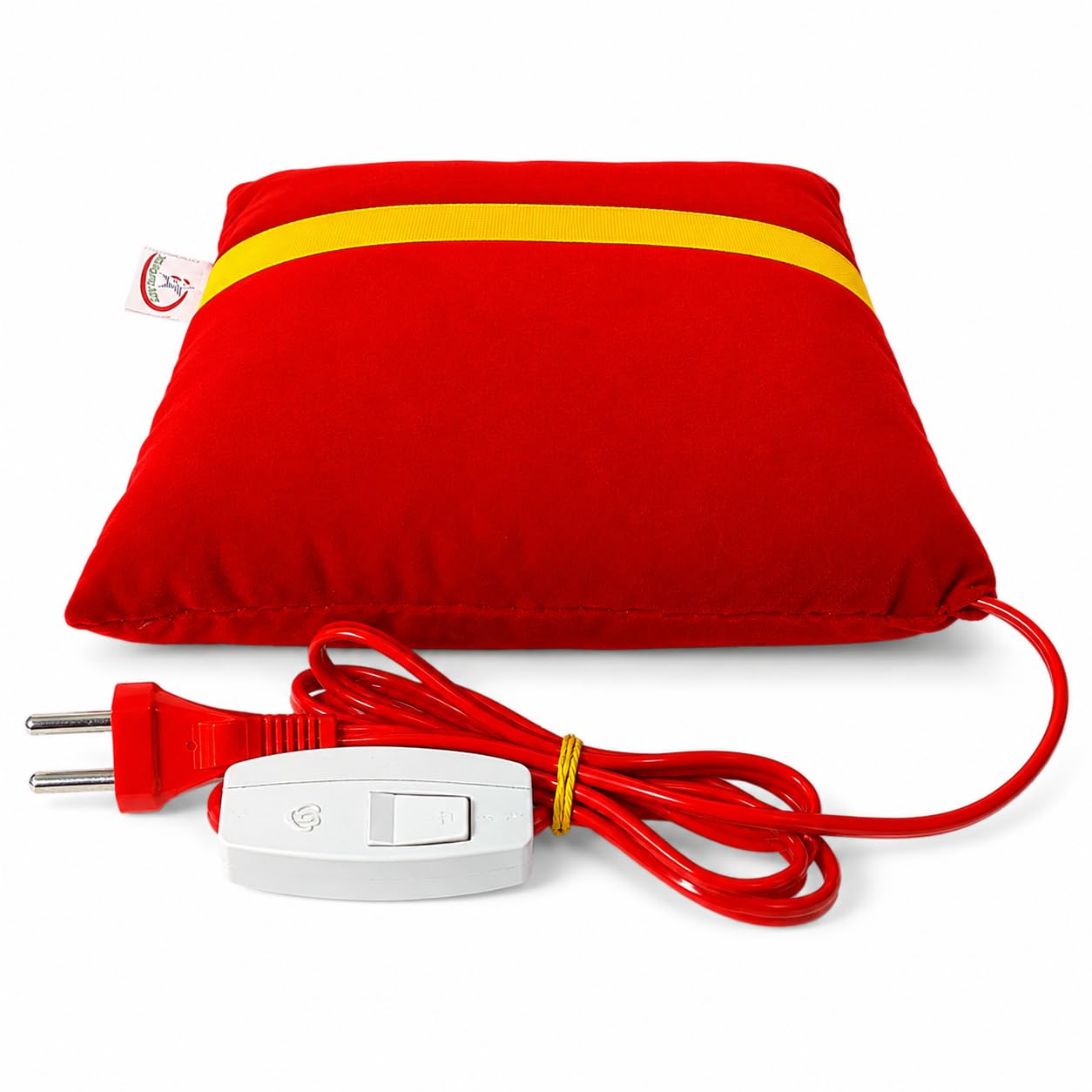 Demand Electric Heating Pad – Safe Auto Cut-Off, Bell Push Button, Soft Cotton Filling – 240 Volt (Red)-image-29