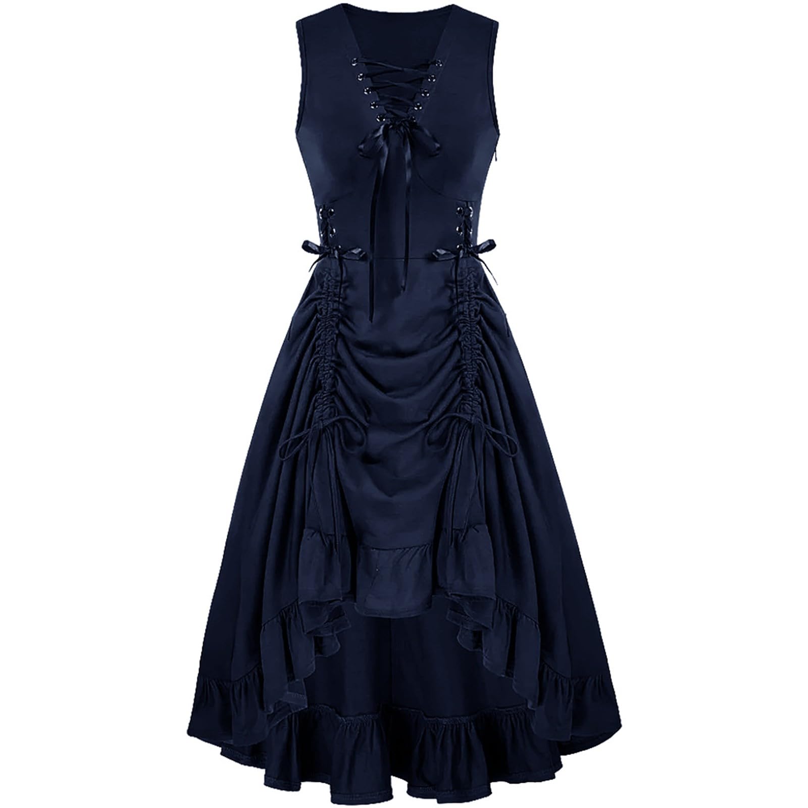 Women's Sleeveless Gothic Dress Ruched Goth Steampunk Halloween Costumes V Neck High Low Hem Cosplay Witch Dresses,Dress Up Costumes For Women Purple Mini Halloween Tops Bat Womens Plus,u941l