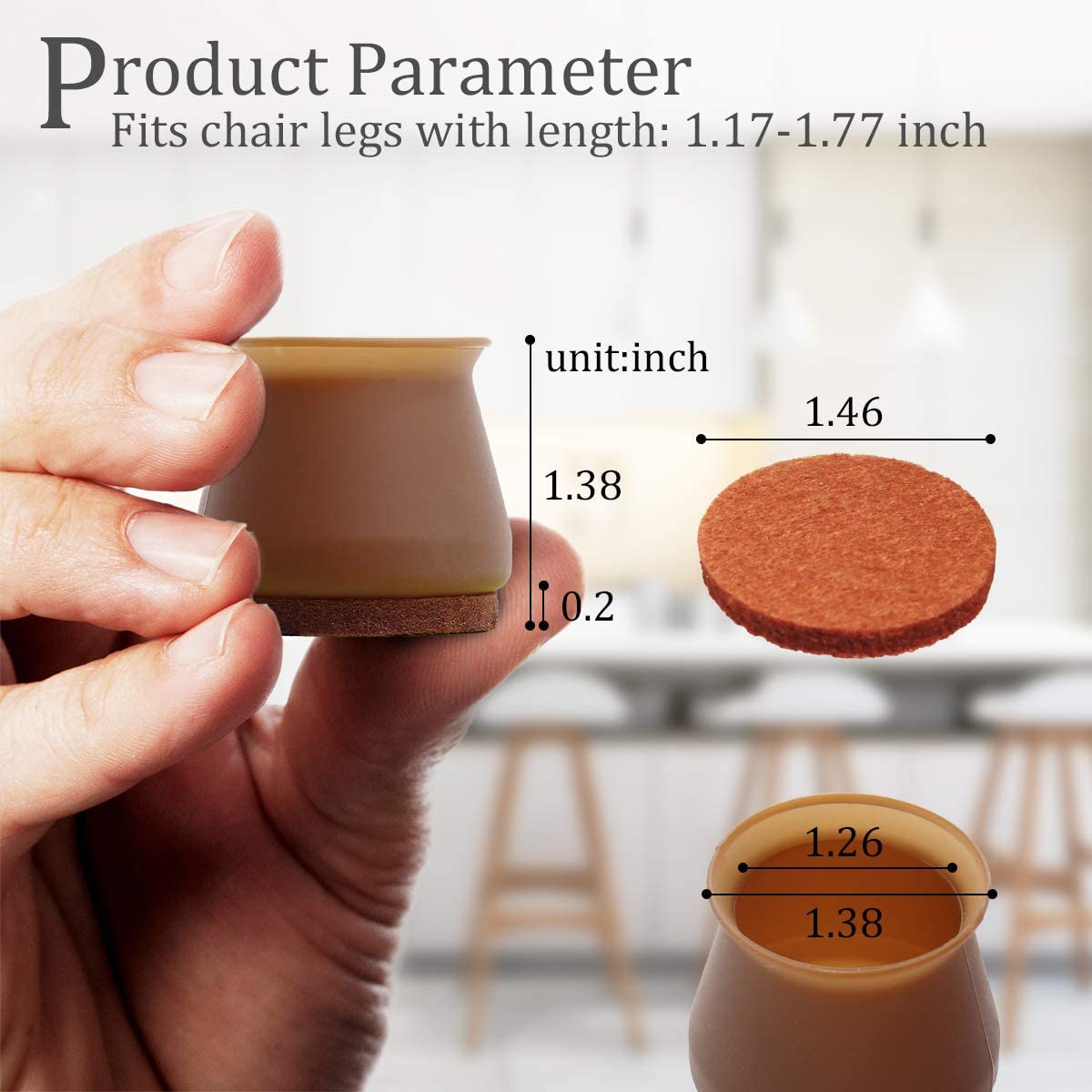 Prostuff.in Silicone Chair Leg Floor Protectors – 4 Pcs | Rubber Chair Leg Caps Furniture Protector to Prevent Scratches, Reduce Noise, Anti-Slip | Furniture Leg Covers for Chair, Stool Table,Brown 1